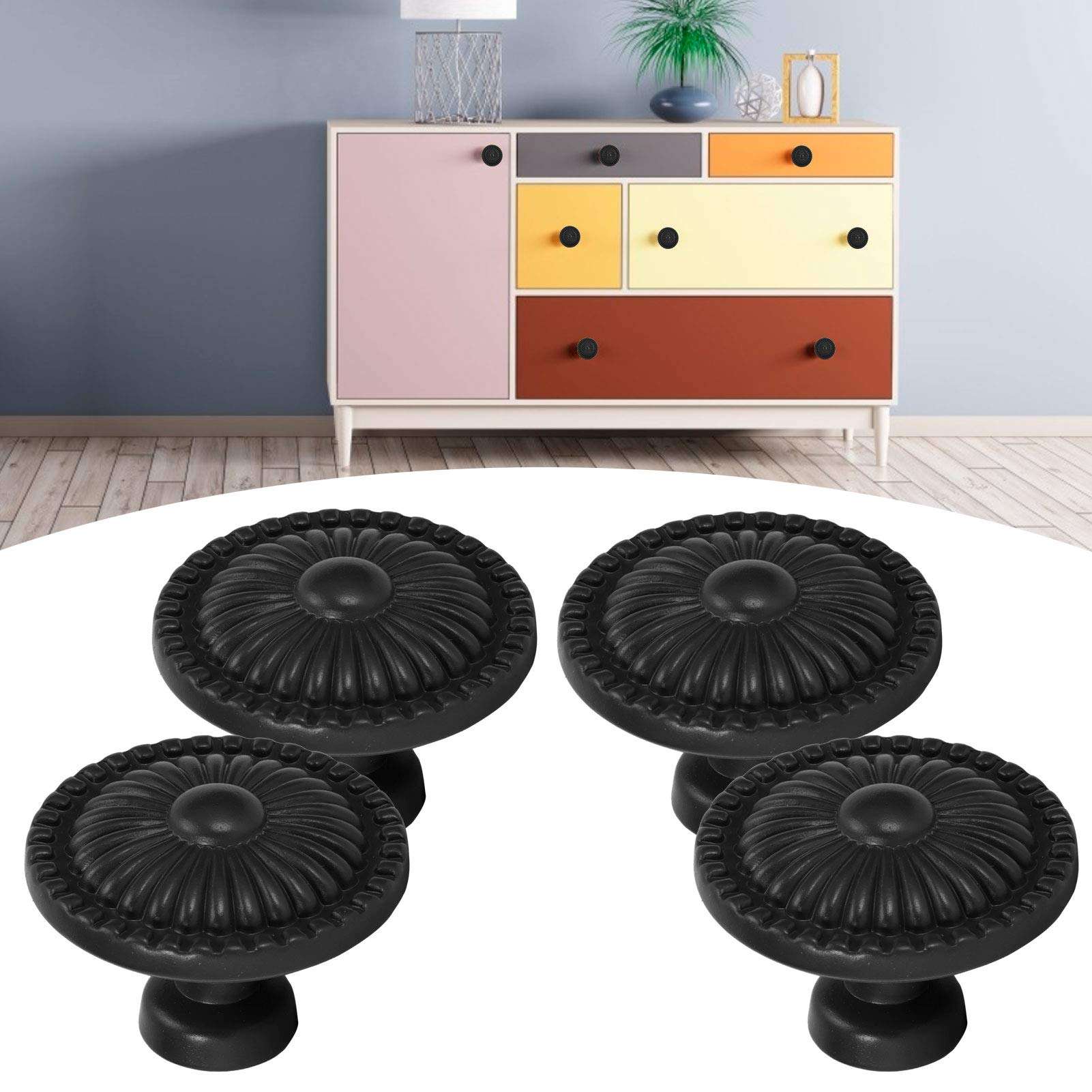 Plyisty Pull Handles, Door Knobs, Zinc Alloy Drawer Furnitures for Cabinets Side Doors Wardrobes(388 Black) 3