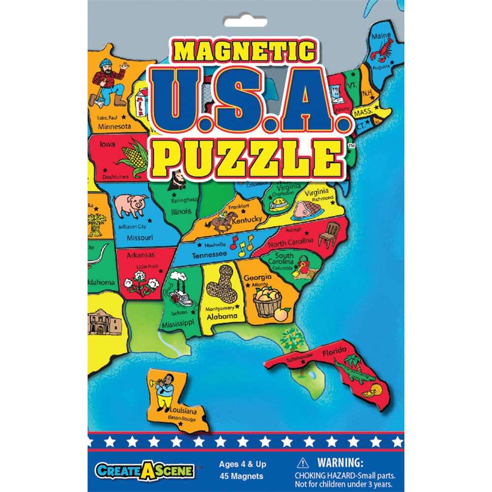 Create-A-Scene — USA Puzzle Magnetic Playset — Portable Mess-Free Magnet Activities — Creative Fun — Ages 3+ 1