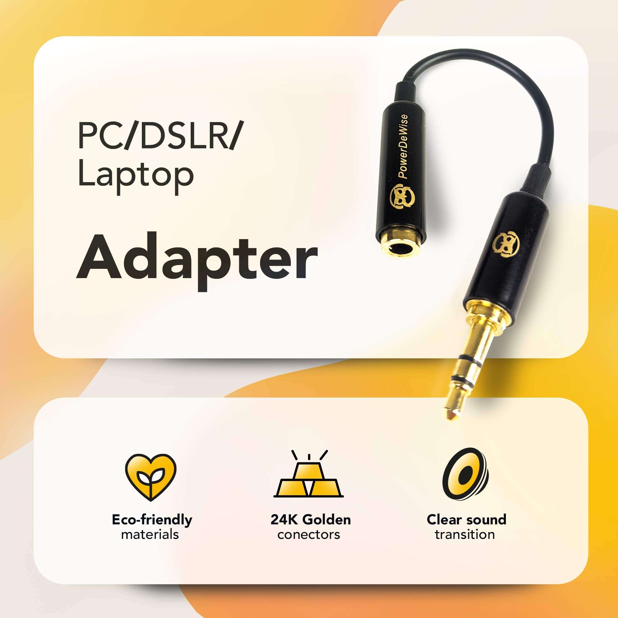 PowerDeWise TRRS to TRS Aux Male to Female Adapter Stereo - TRRS Adapter for iPhone and Android - Microphone 3.5mm Jack Adapter - Male Female Adapter for Lavalier Lapel Microphone 4