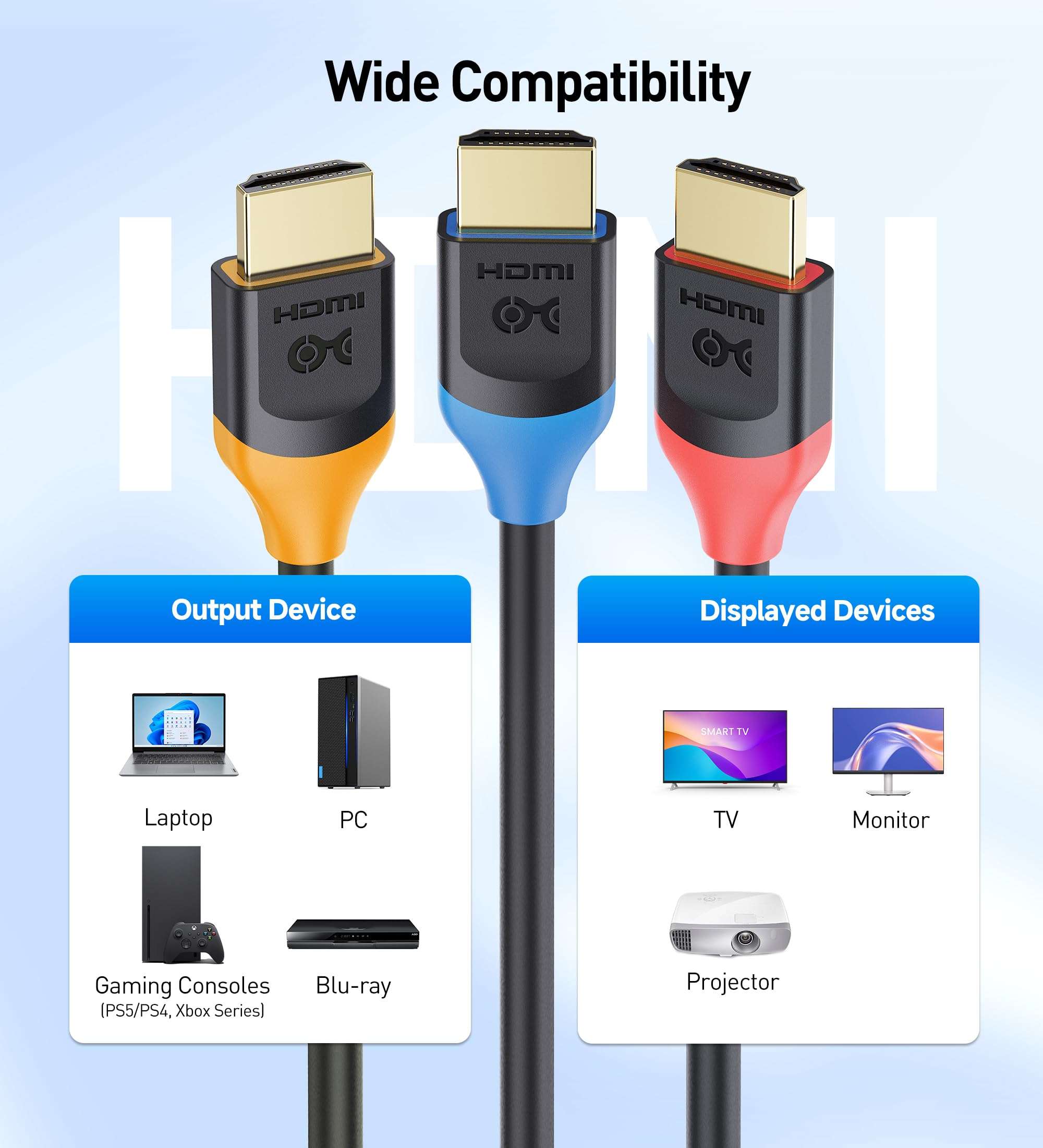 Cable Matters [Ultra High Speed HDMI Certified] 3-Pack 48Gbps 8K HDMI Cable 9.8 ft / 3m with 8K@60Hz, 4K@240Hz and HDR Support for PS5, Xbox Series X/S, RTX3080/3090, RX 6800/6900, Apple TV, and More 6