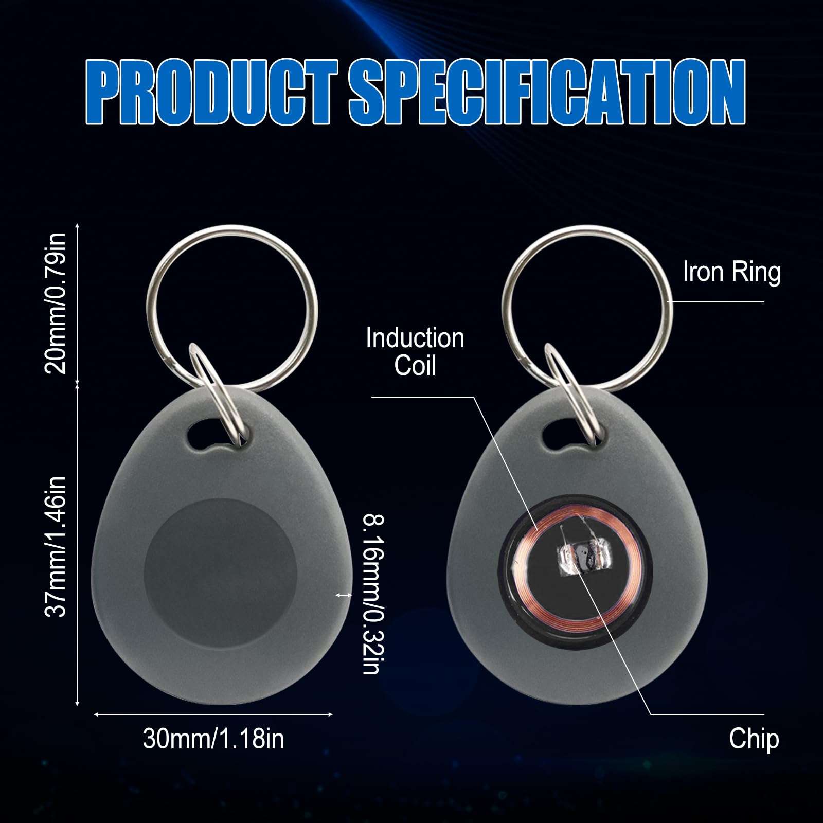 50PCS 26 bit Prox Keyfobs Proximity Fob Frequency 125KHZ H-ID Compatible with Prox Key ISOProx 1326 1346 1386 H10301 Card Reader,Isoprox Contactless Keyfobs for Majority of Access Control Systems,Grey 3