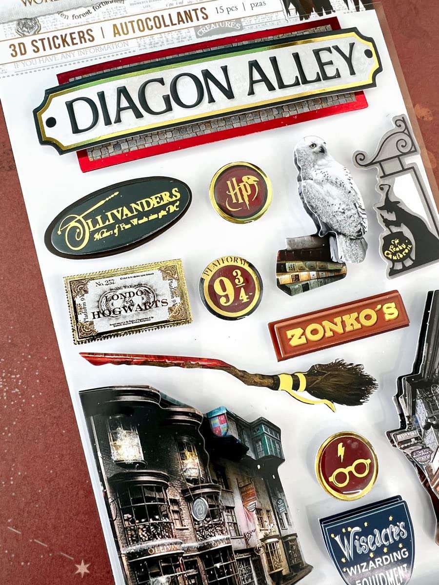 Paper House Productions Harry Potter Die-Cut 3D Scrapbook Sticker Sheet - Diagon Alley, 3-Pack 6