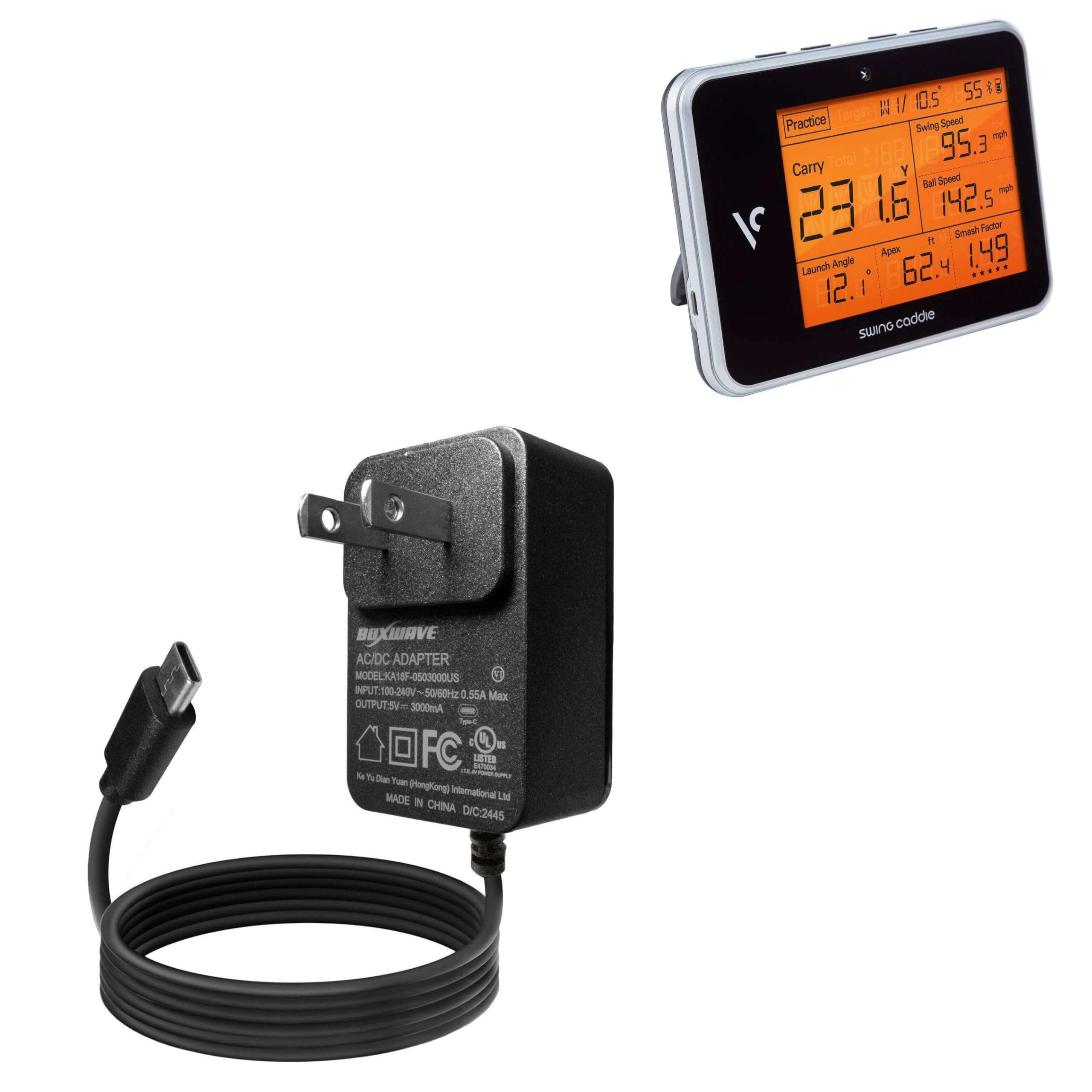 BoxWave Charger Compatible With Voice Caddie Swing Caddie SC300 - Wall Charger Direct (15W), Rapid Charge your device with built-in 3ft Cable 1