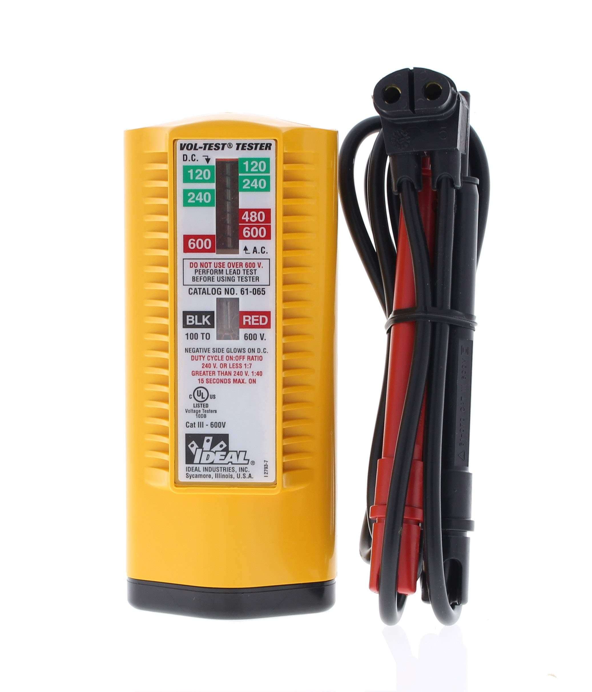 IDEAL Electrical 61-065 Vol-Test Voltage Tester, CAT III for 600V,Yellow 4