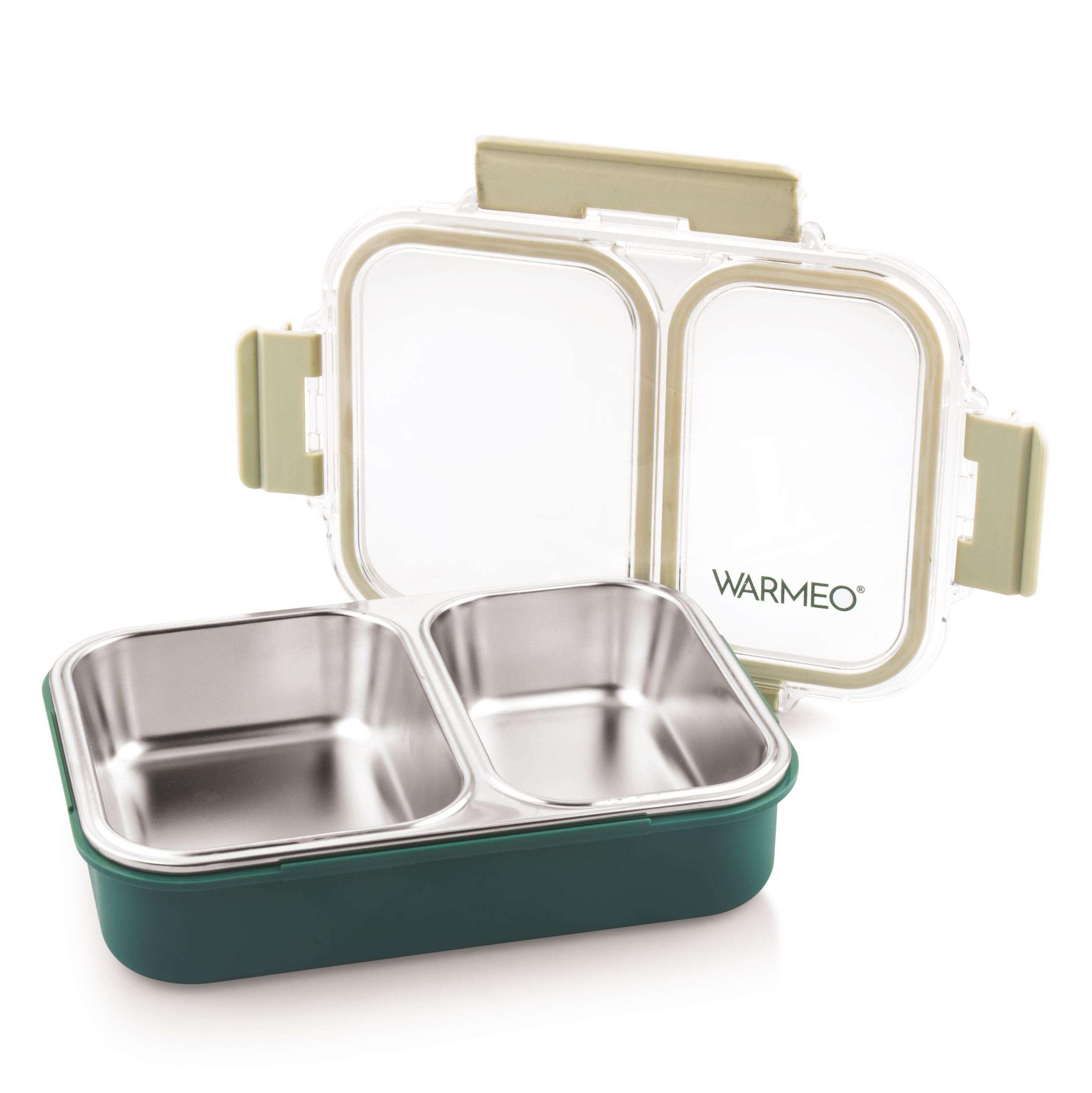 WARMEO BENTO Microwave-Safe Stainless Steel Lunchbox with 2 compartments,bpa Free,Perfect for Office, School, Travelling,750ml-Green 1