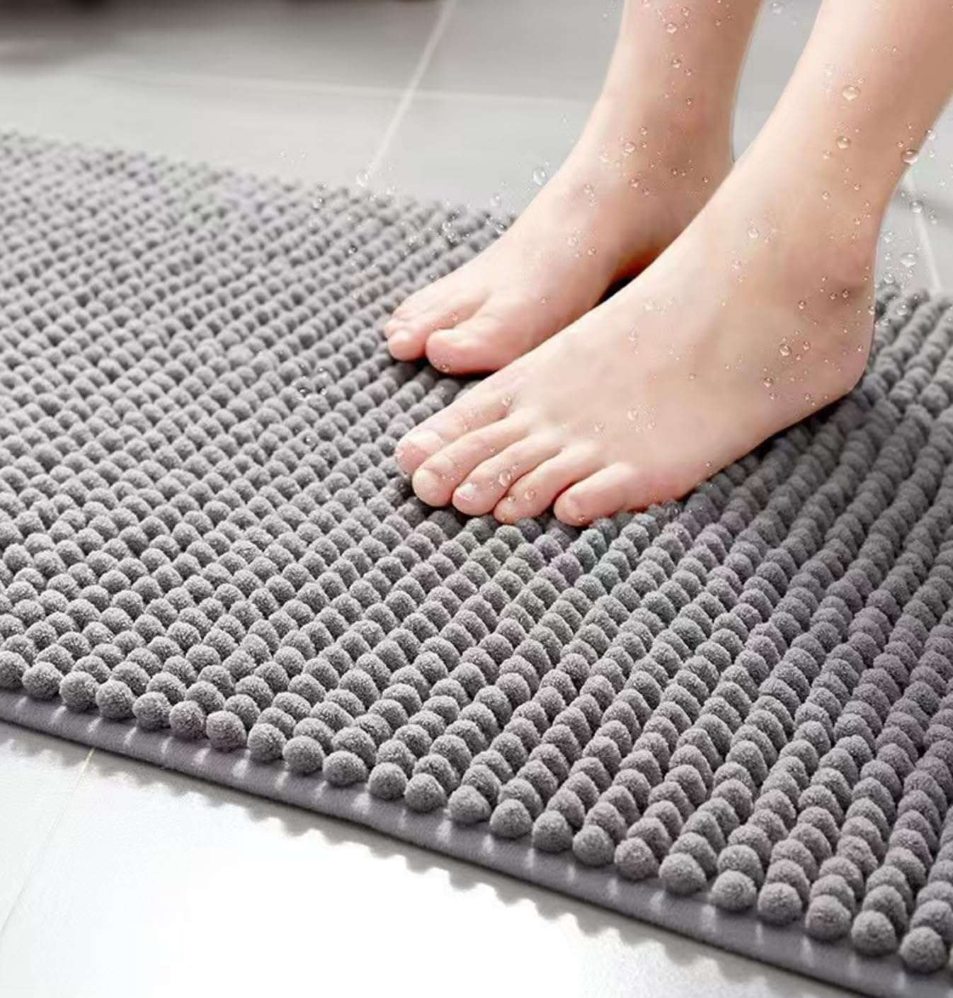 Bathroom Rug Mat 24 x 16，Non Slip Bath Mats for Bathroom Floor，Extra Soft Non Slip Absorbent Water Bath Rug，Plush Rugs for Bathtubs，Machine Washable Carpets，Home Decor Accessories，Gray 4