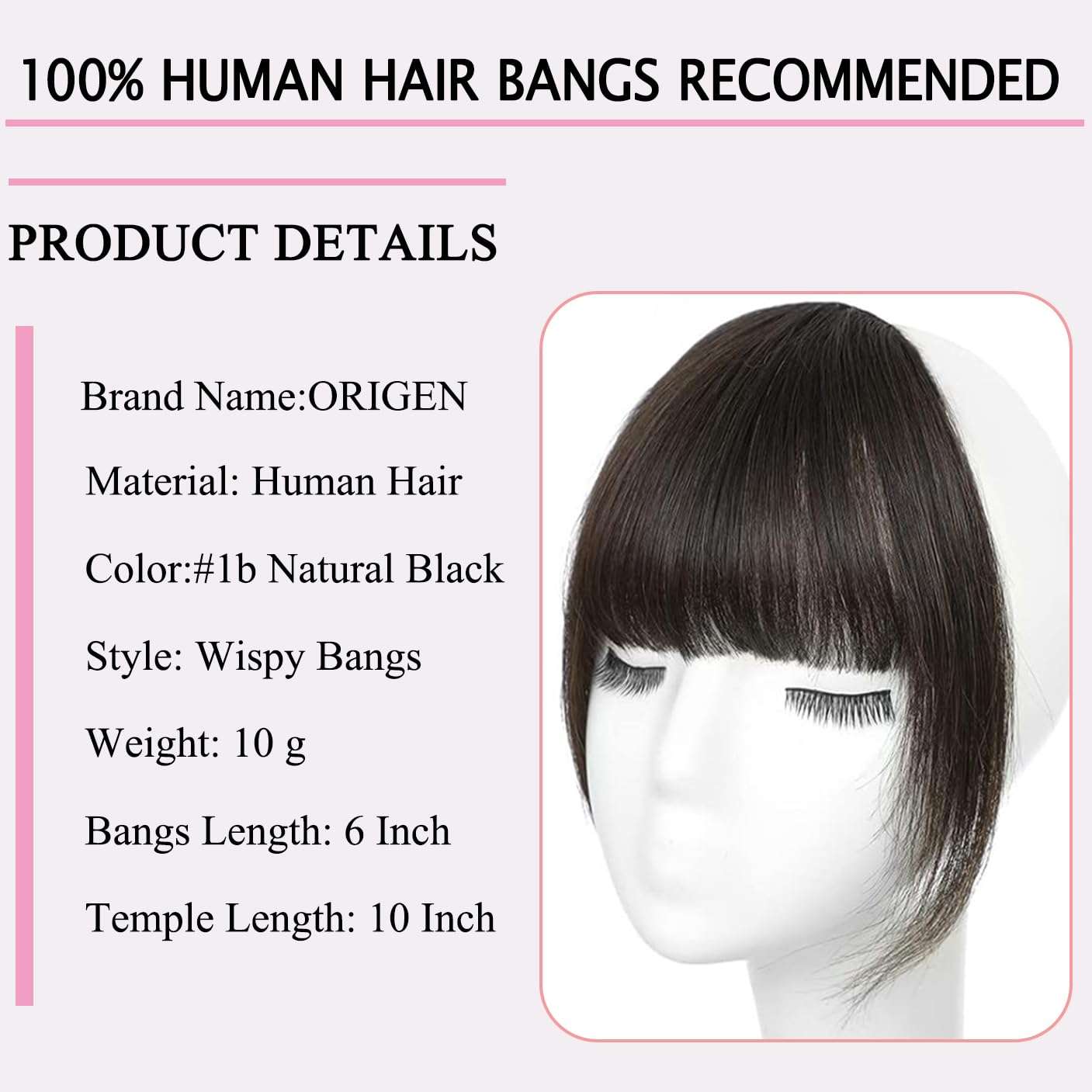 ORIGEN Clip in Bangs Black Brown Color with Dark Brown Hair Extensions 5