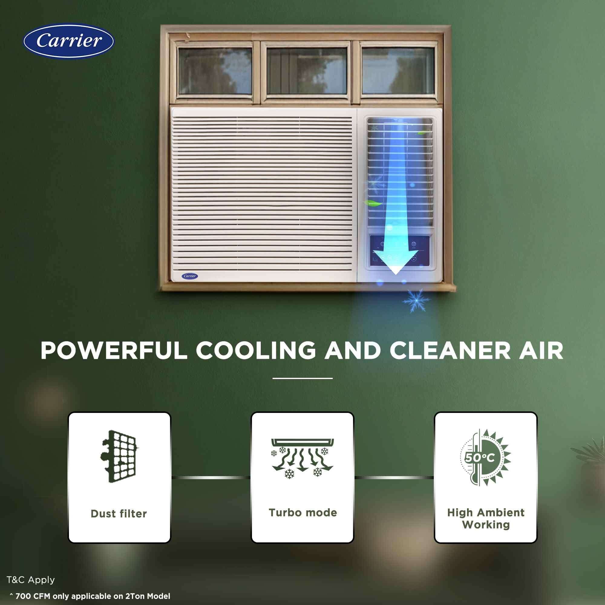 Carrier 1.5 Ton 3 Star Inverter Window AC(Copper,High Density Filter for Dust Filtration, 2Way Air Directional Control, ESTRA Fxi,CIW19SC3R35F0,White) 4