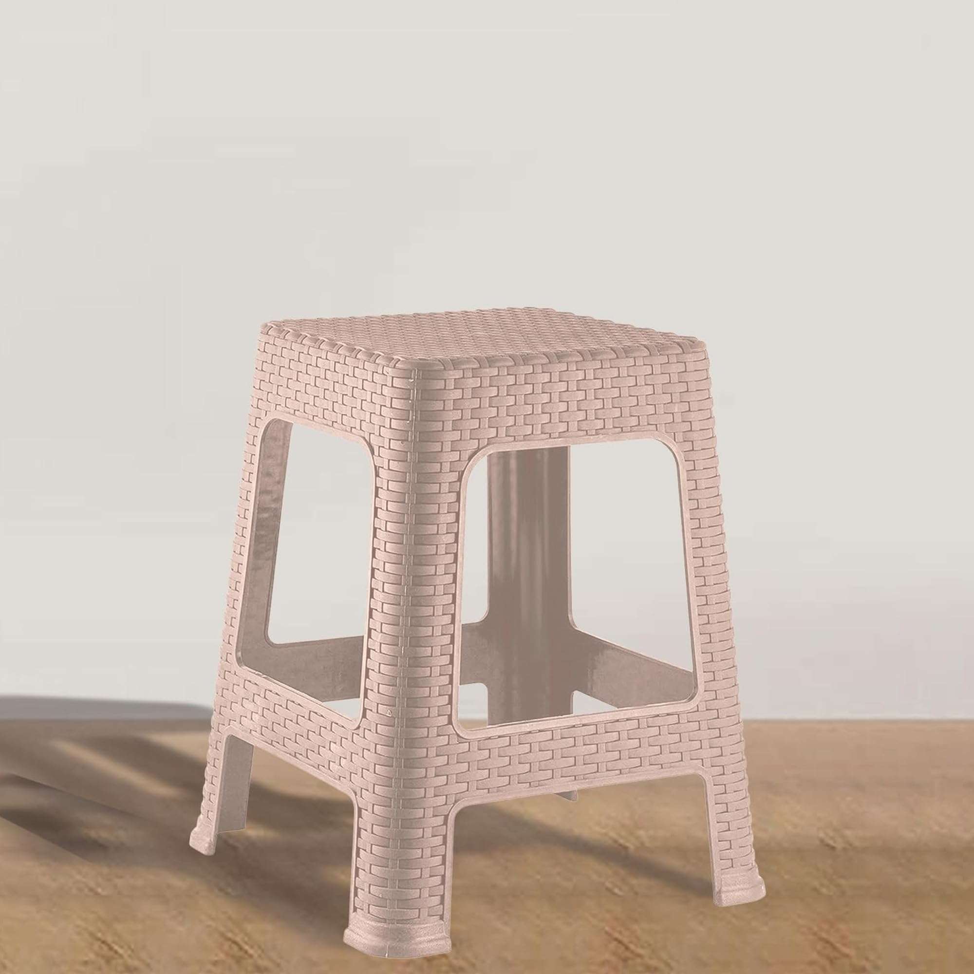 Kuber Industries Plastic Sitting Stool for Kitchen, Bedroom, Office | Non-Slip Lightweight Stool | Cream 3