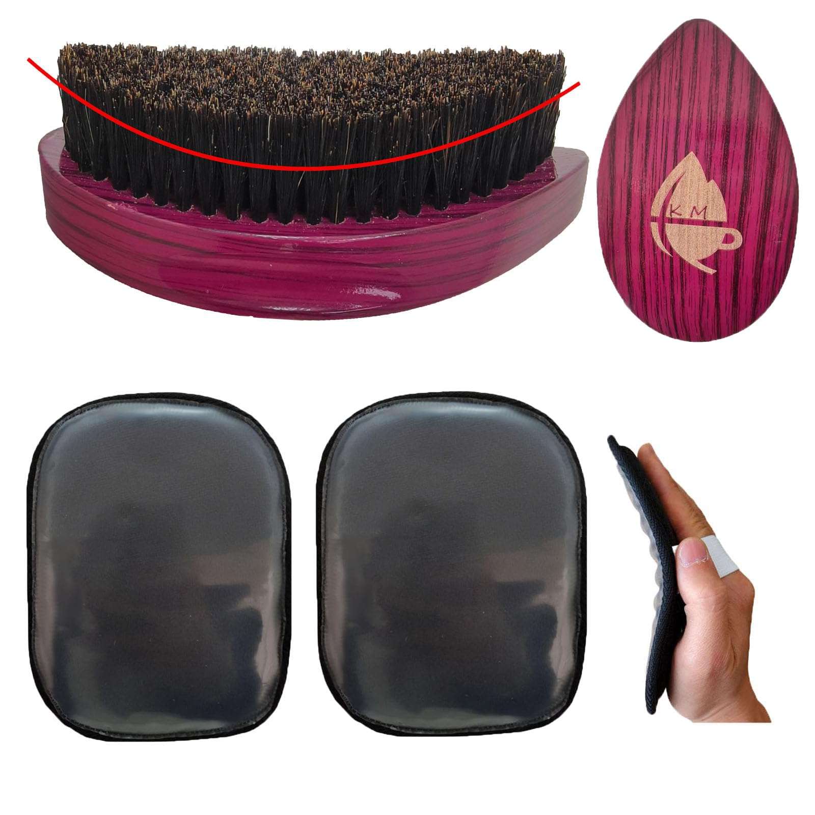 2PCS Laydown 360 Waves Training Pad And Curved 360 Wave Palm Brush With Medium Boar Bristle,Great for wolfing laying down 360 waves. 1