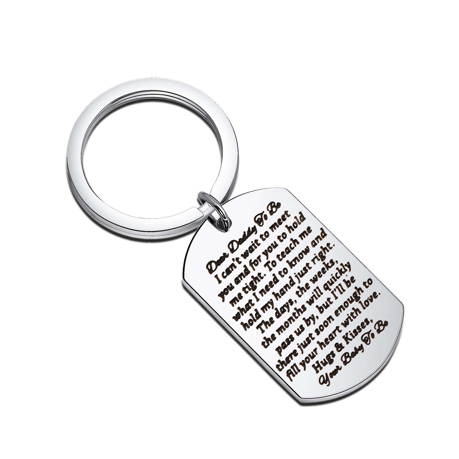 BAUNA Daddy to Be Keychain New Dad Gift Baby Birth Pregnancy Announcement Gift for New Dad Father to Be Jewelry (Daddy to Be Keychain) 1