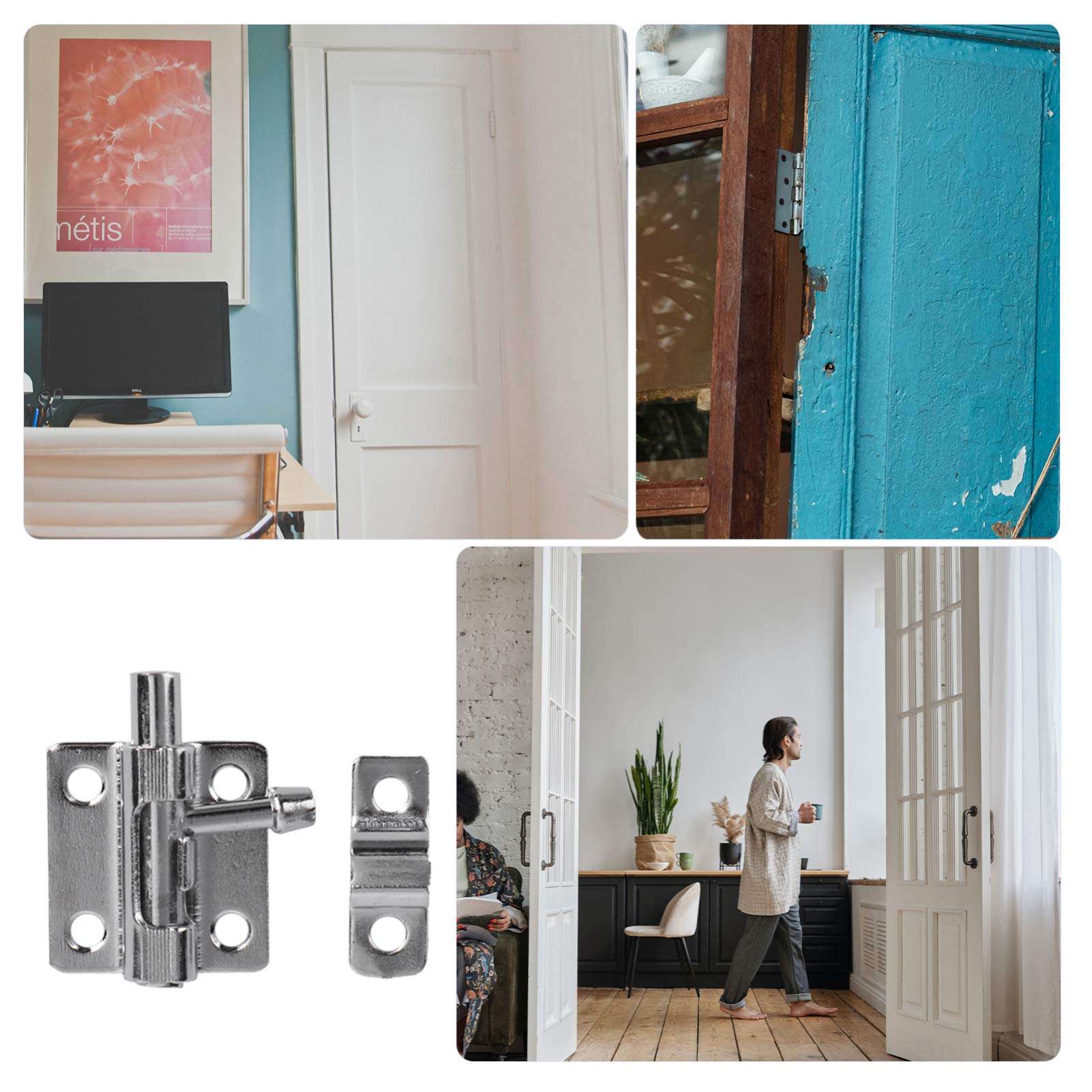 GARNECK Iron Door Anti- Slide Lock Bolt Bathroom Door Lock Door Lockto Keep Your Security And Privacy 3pcs With Screws (silver） 5