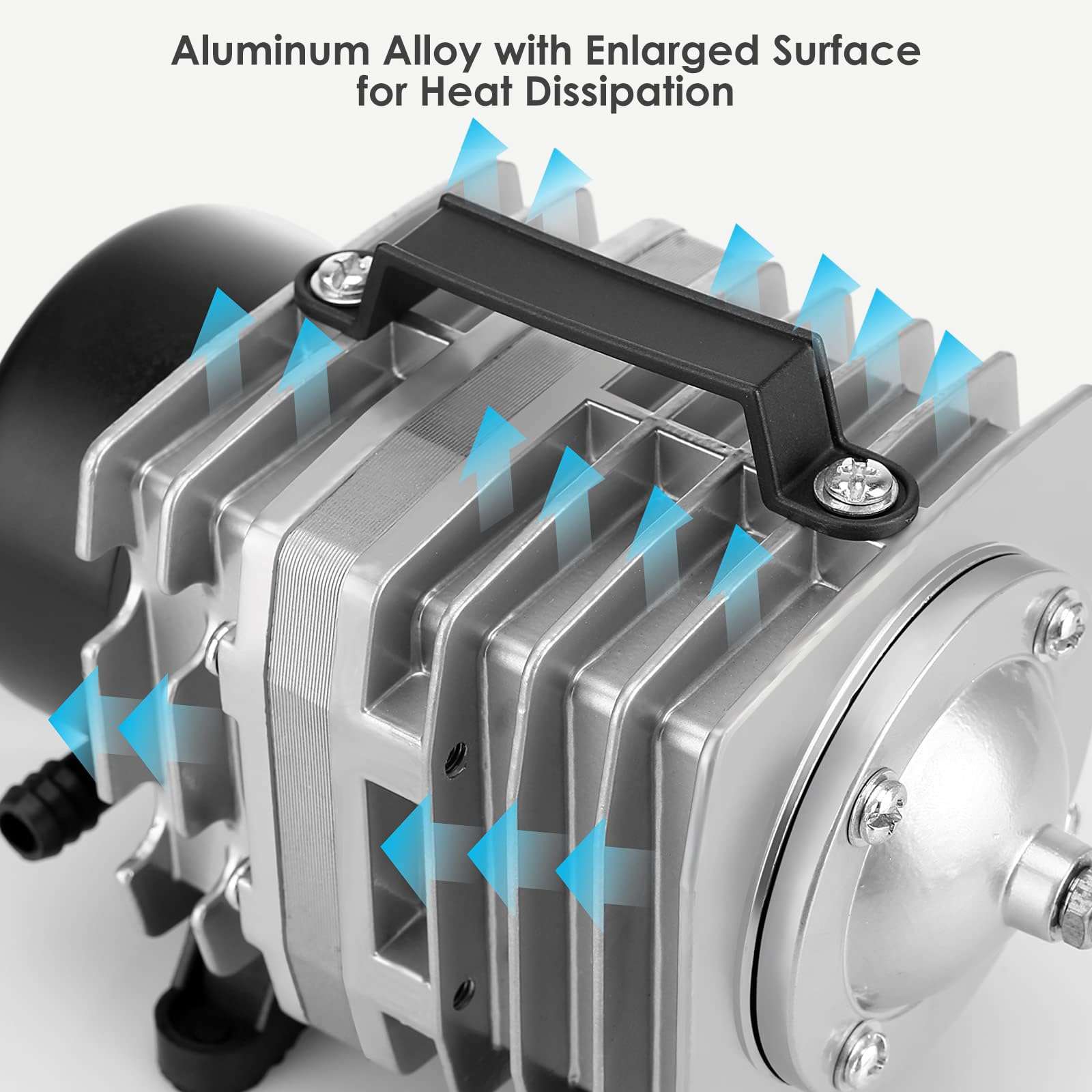 FUMAK Aquarium Air Pump with Aluminum Housing, Commercial Air Pump with 6-Outlet Air Manifold, Pond Aerator Fish Tank Bubbler for Aquarium, Pond, Hydroponics (650GPH-20W) 3