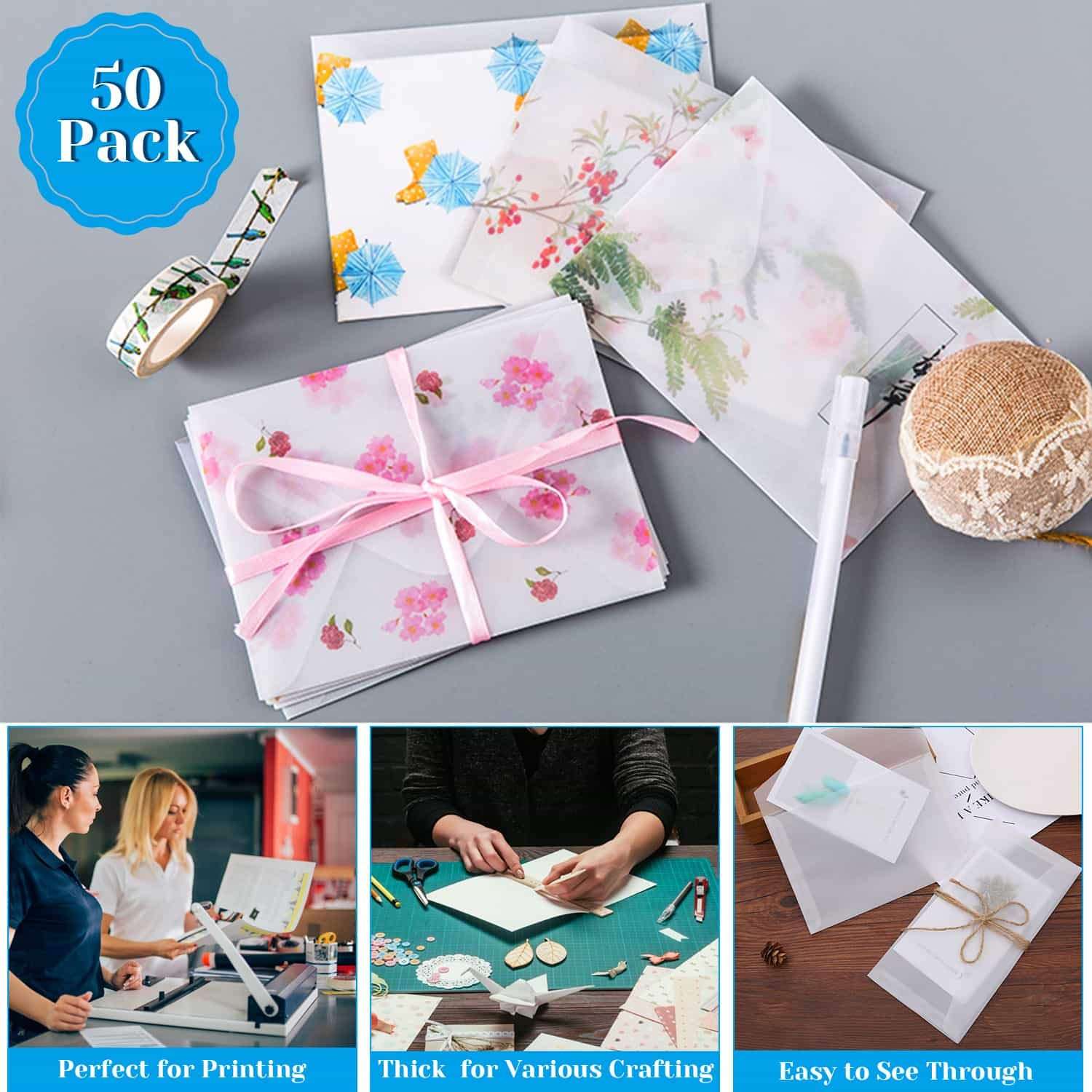 Vellum Paper, Cridoz 115GSM Transparent Vellum 8.5 x 11 Translucent Clear Printable Tracing Paper for Printing Invitation Cards 3