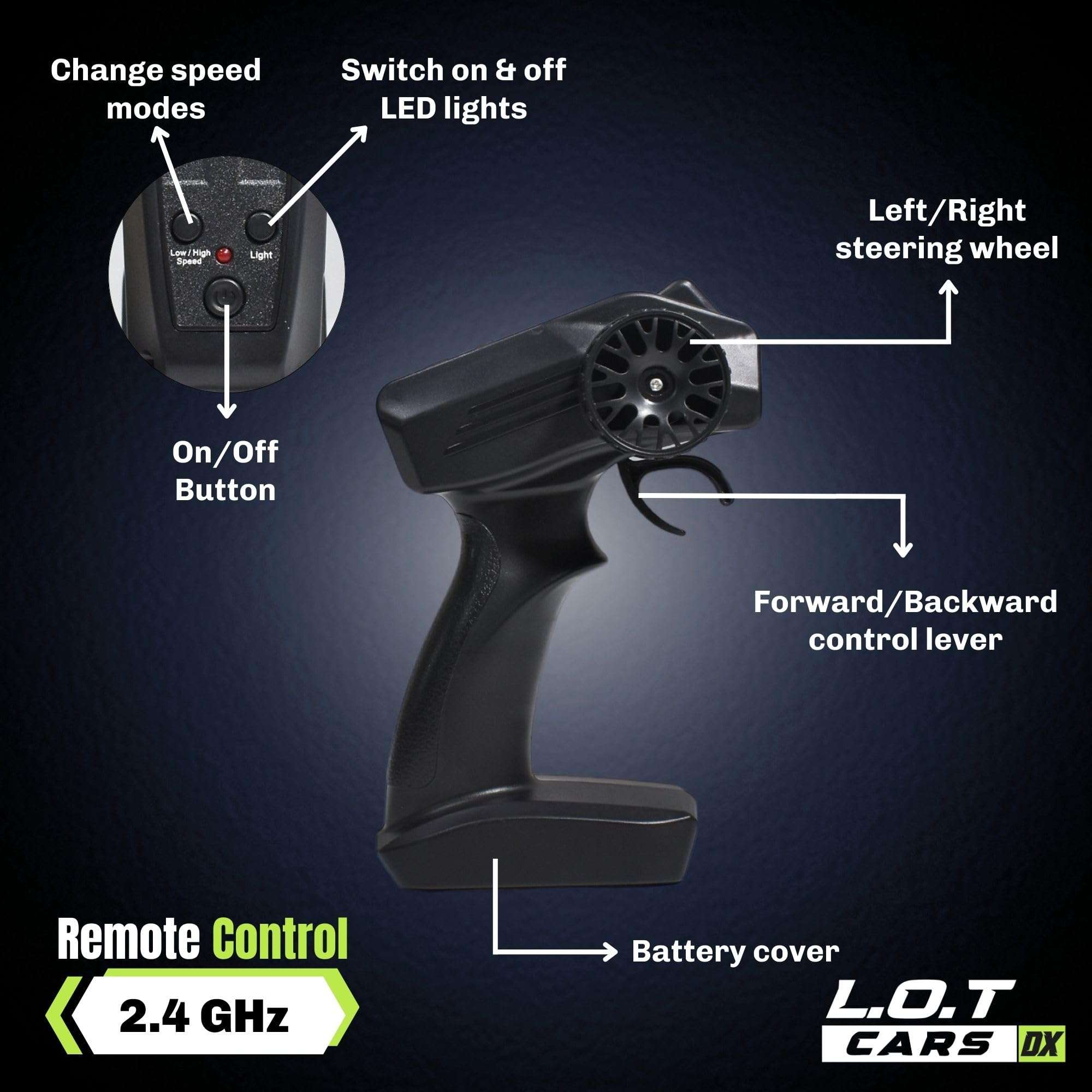 L.O.T TOYS Flare Remote Control Car | 20Kmph, 2.4Ghz | Rc Drifting Car, Rc Car, Birthday Gift, 4 Wheel Drive, Boost Mode, Long Range Remote, Hard Plastic Top with LED Head Light (Race Grey) 5