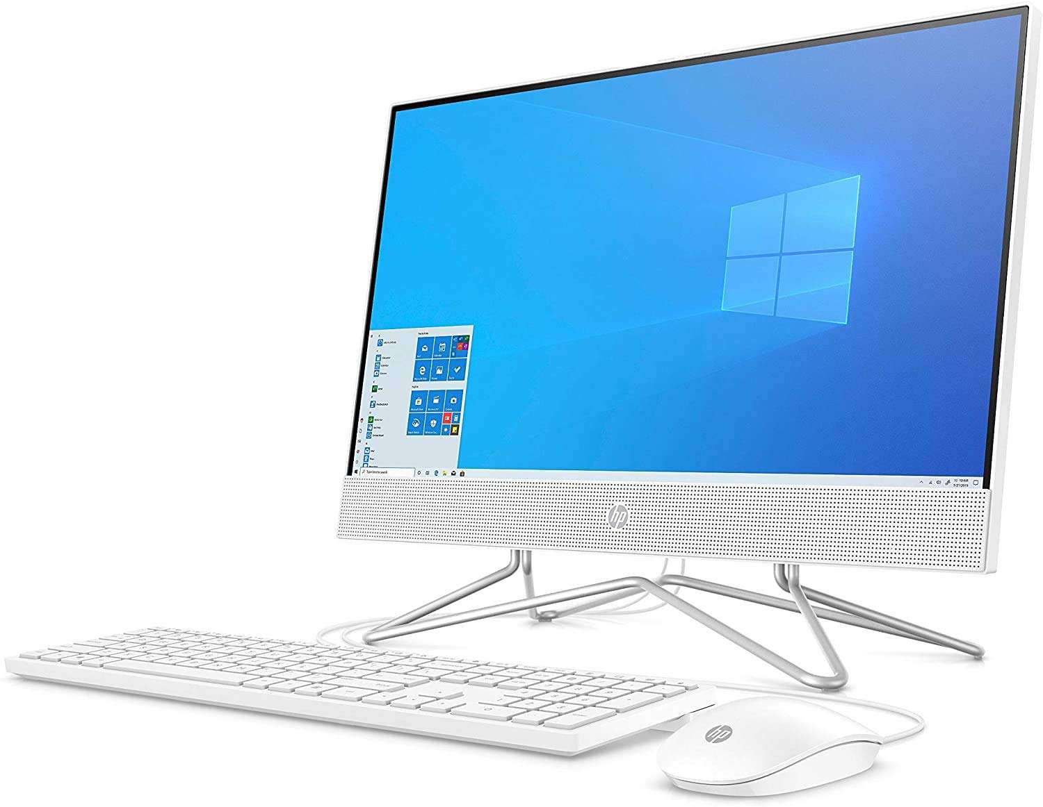 HP 24-inch All-in-One Desktop Computer, AMD Athlon Silver 3050U Processor, 8 GB RAM, 256GB SSD, DVD-Writer, Windows 10 Home(White) 1
