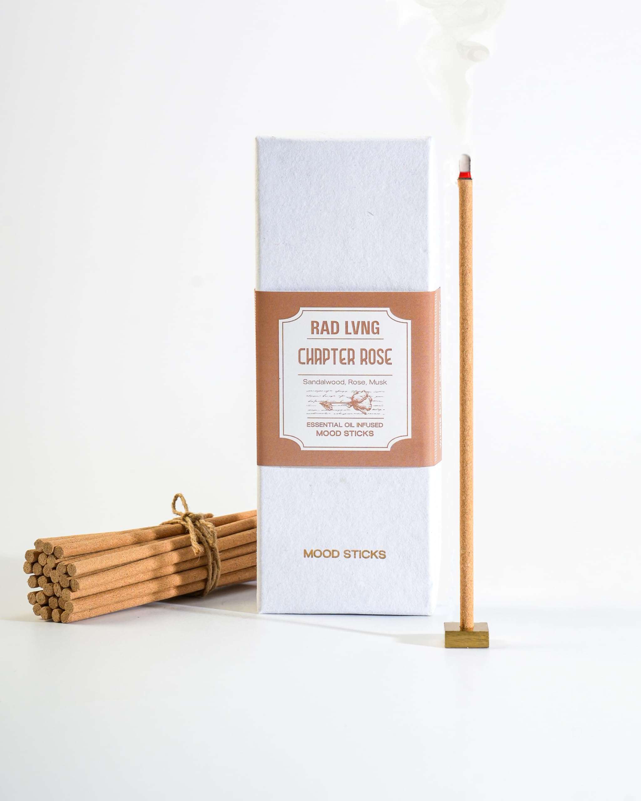 Rad Living Chapter Rose - 30Pcs Fragrant Mood Sticks | Incense Sticks | 65-Minute Slow Burn | Contains Sandalwood, Rose & Gentle Musk | Incense Sticks for Relaxation, Meditation & Daily Rituals 1