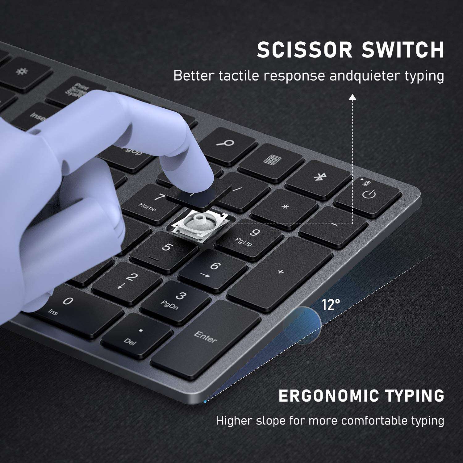 Seenda Wireless Keyboard - Universal Bluetooth Rechargeable Wireless Keyboard with Number Pad Full-Size Ergonomic Slim Quiet Design for Windows Android Computer Desktop PC Laptop Surface Smart TV 4