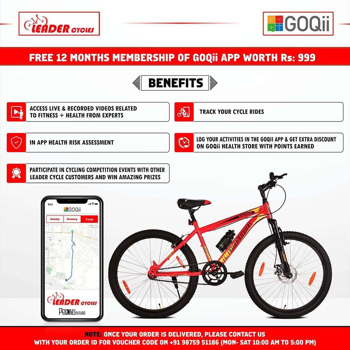 Leader Sniper MTB 24T with Front Suspension and Disc Brake Single Speed for Men - Red/Black. Ideal for 10 + Years, 16 Inches 4