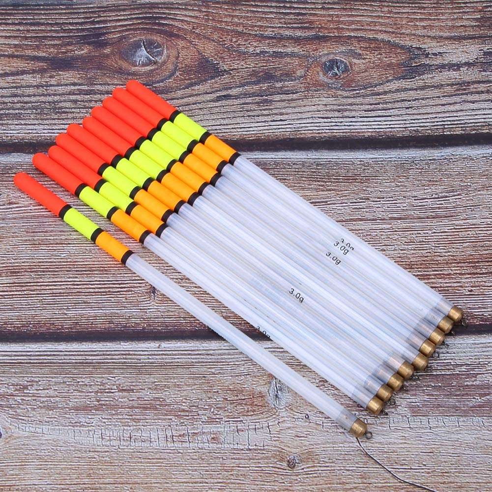 10 Pcs Fishing Bobber Kit, Plastic Fishing Floats & Bobber Assortment Stick Tube Multi-Purpose Fish Feed Baits for Sea Fishing, Rock Fishing, Ice Fishing, Stream Fishing(3.0 White) 6