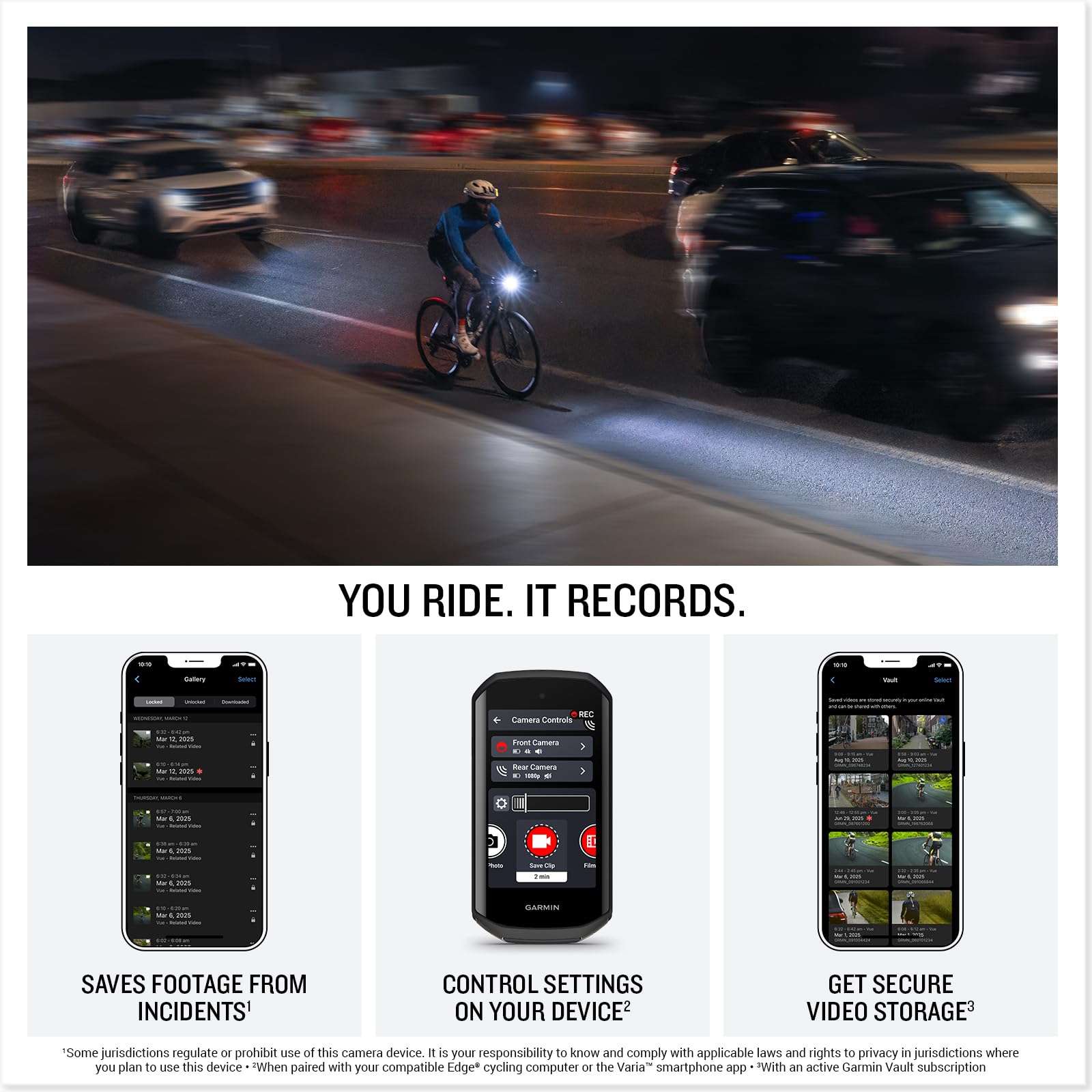 Garmin Varia Vue Headlight Bicycle Camera 4K Video Recording, 600-Lumen Smart Bike Light, Auto Brightness, Incident Detection, Long Battery Life Bundle with Edge 1050 Premium Cycling Computer 6