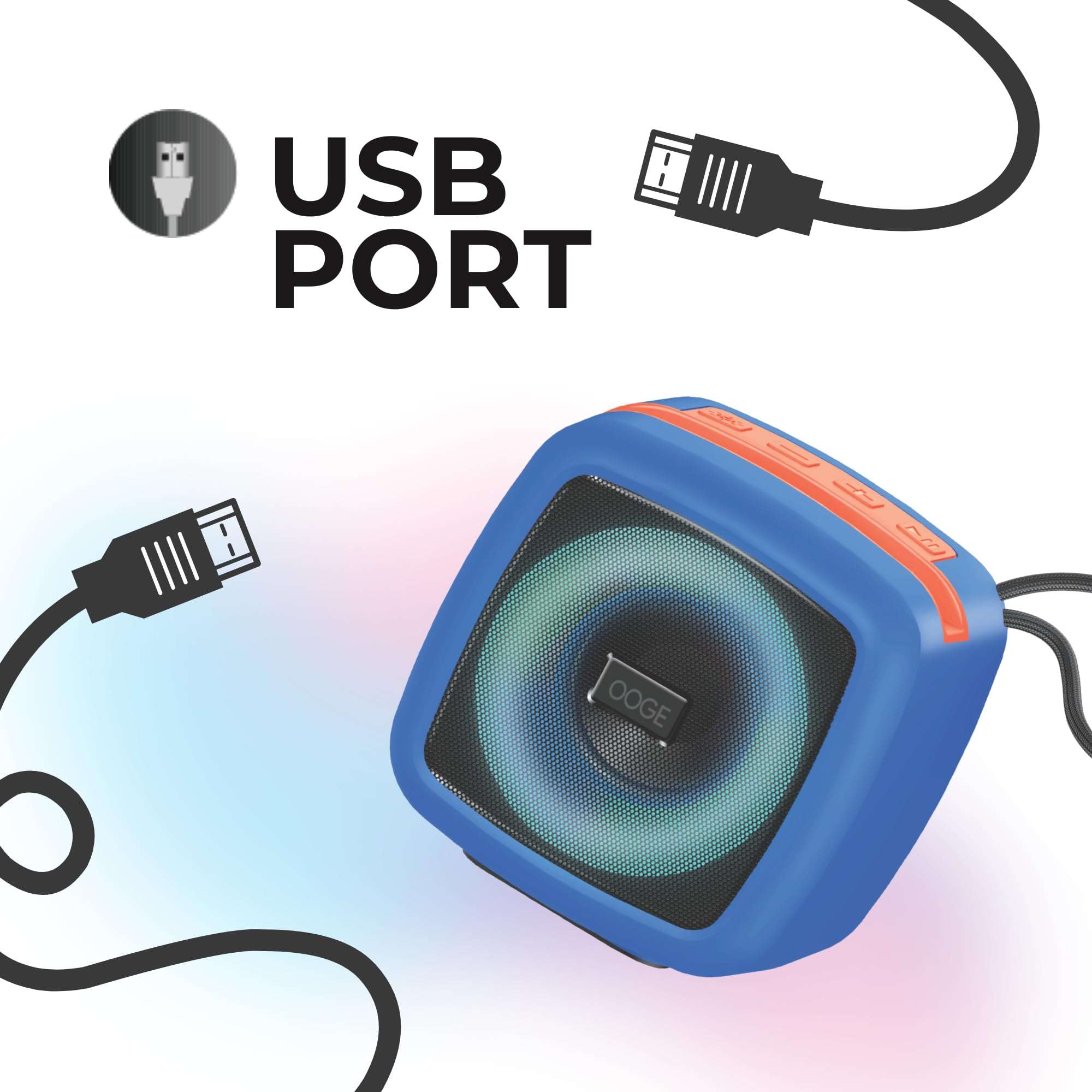 OOGE Vibebox 1000 Bluetooth Speaker | 7W Wireless Speaker with AUX & USB Port | RGB Lights | Type-C Charging | Bluetooth 5.3 | Deep Bass | Compact & Stylish | Blue 6