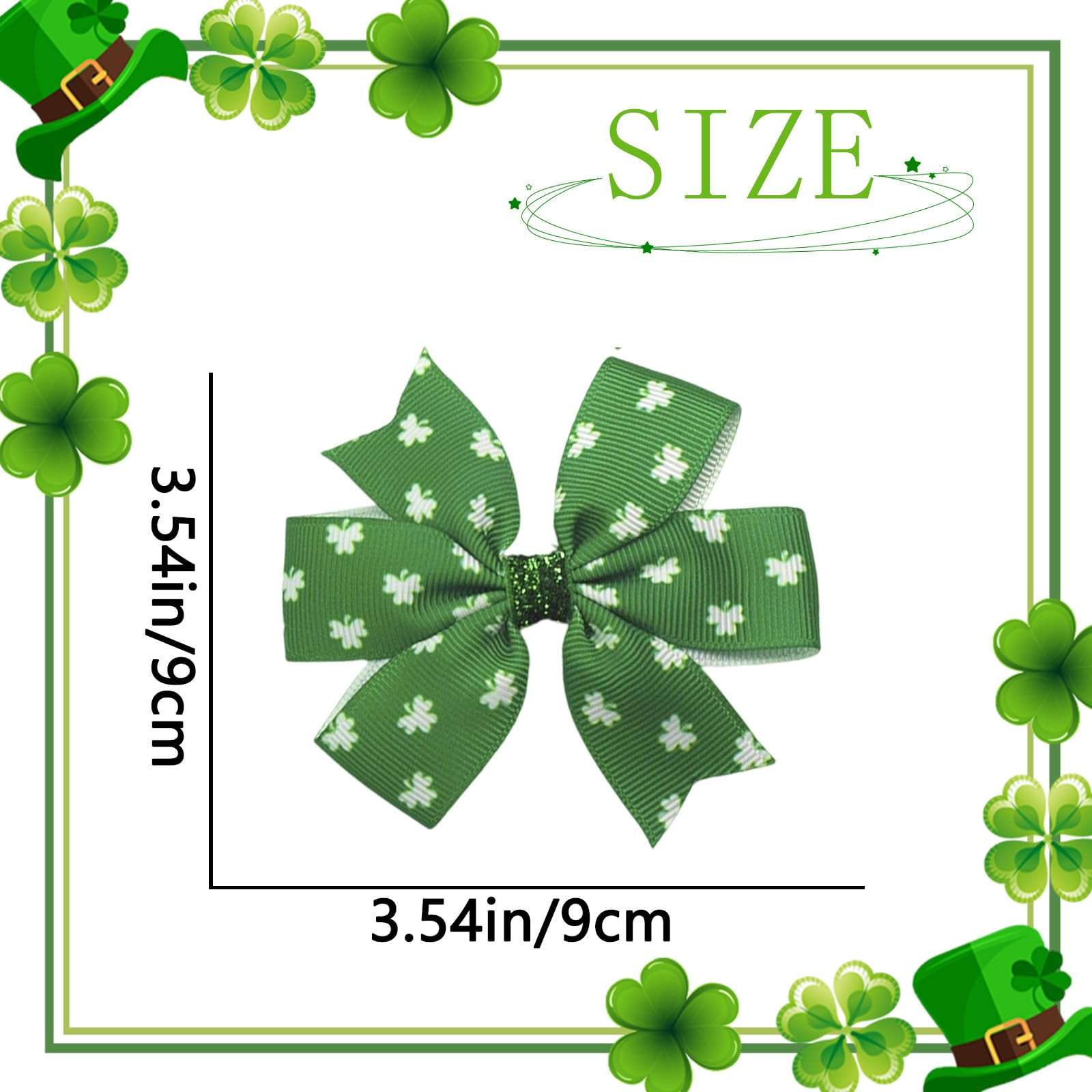St. Patrick's Day Hair Bows Clips Shamrock Hair Bows Alligator Claw Clips for Kids Hair Pins for Kids Irish St. Patrick's Day Hair Clips Clover Hair Accessories for Kids Girls Women 2 Packs 4