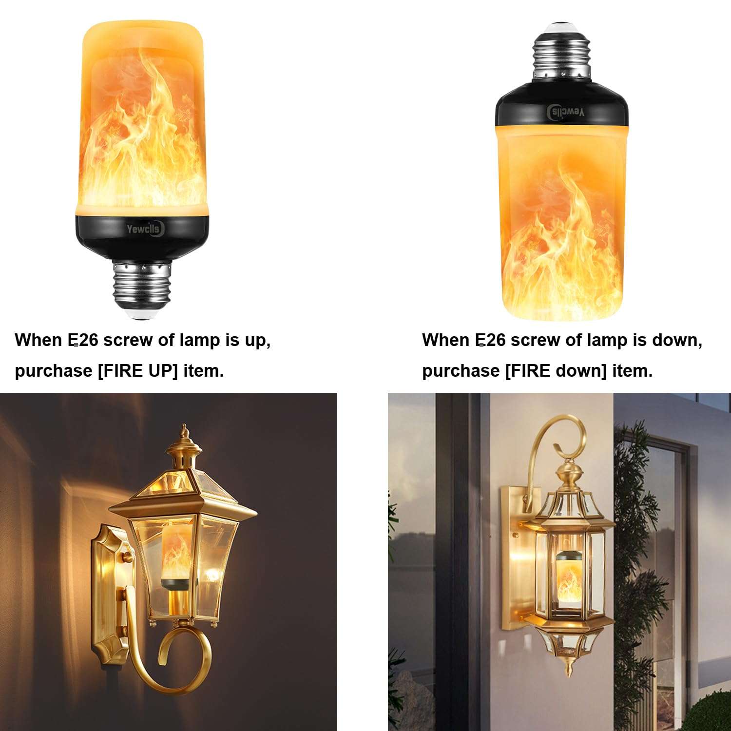 Yewclls Flame Light Bulbs 4 Modes Flickering Light Bulbs E26 Bulb for Halloween Christmas Decorations Party Outdoor Indoor Home Decor (2 Pack) 6