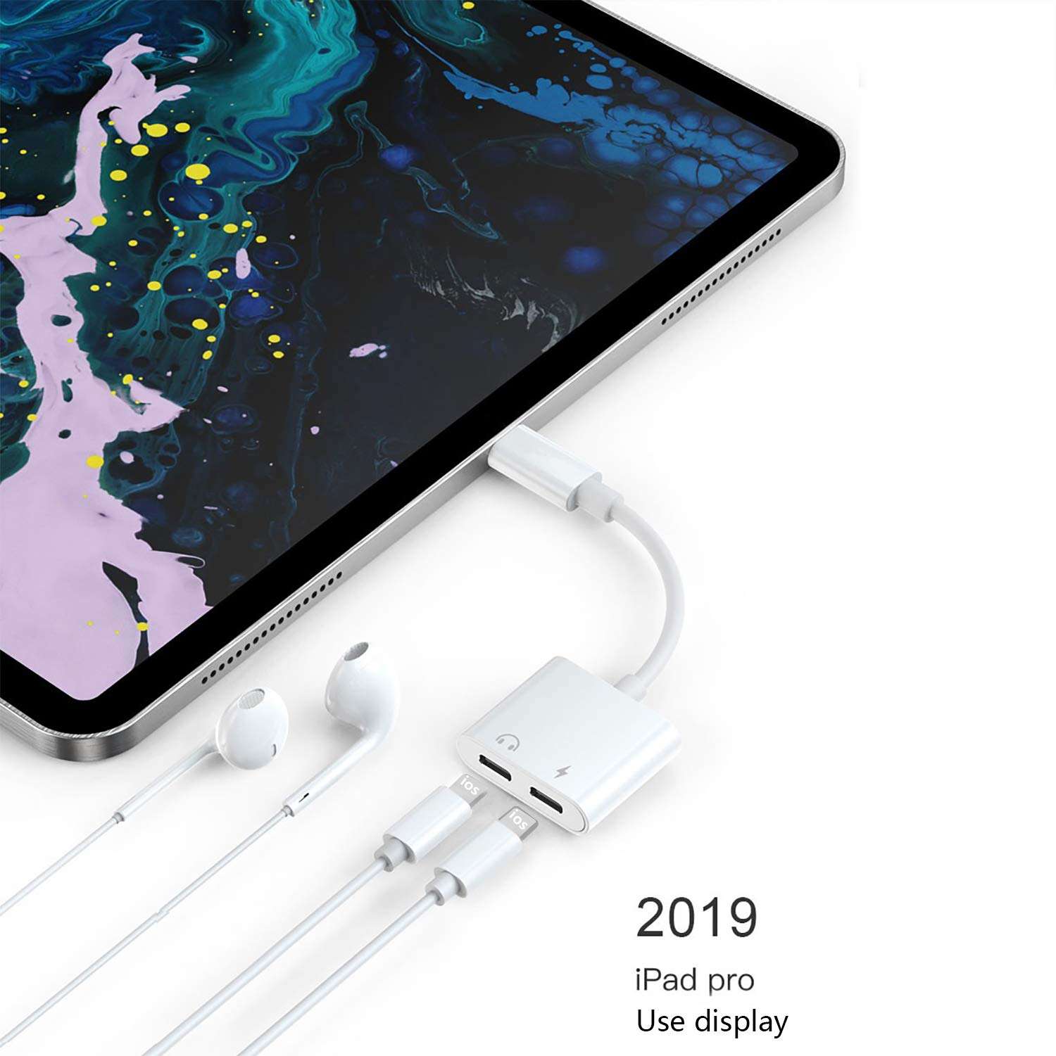 Headphone Adapter for iPhone,Dual Adapter for iPhone 12/12pro/11/11Pro/11Pro Max/XR/Xs/Xs Max/X/8/8Plus 7/7Plus,4-in-1 Splitter Adapter,Audio+Charge+Volume Control,Support All iOS System (2 Pack) 4