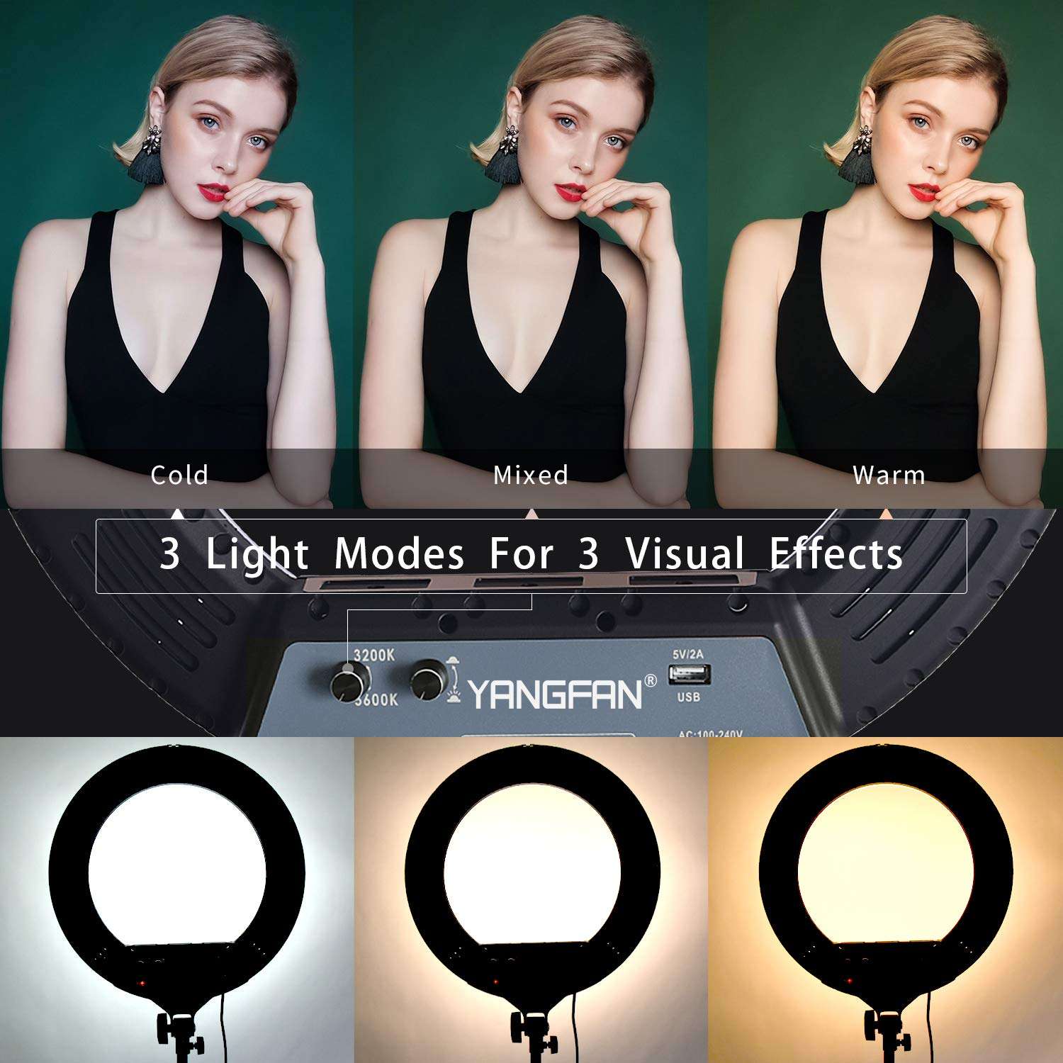 YANGFAN Ring Light Kit:18"/45cm 6500K Dimmable LED Ring Light with Tripod Stand (18" Standard Ring Light Kit) 3