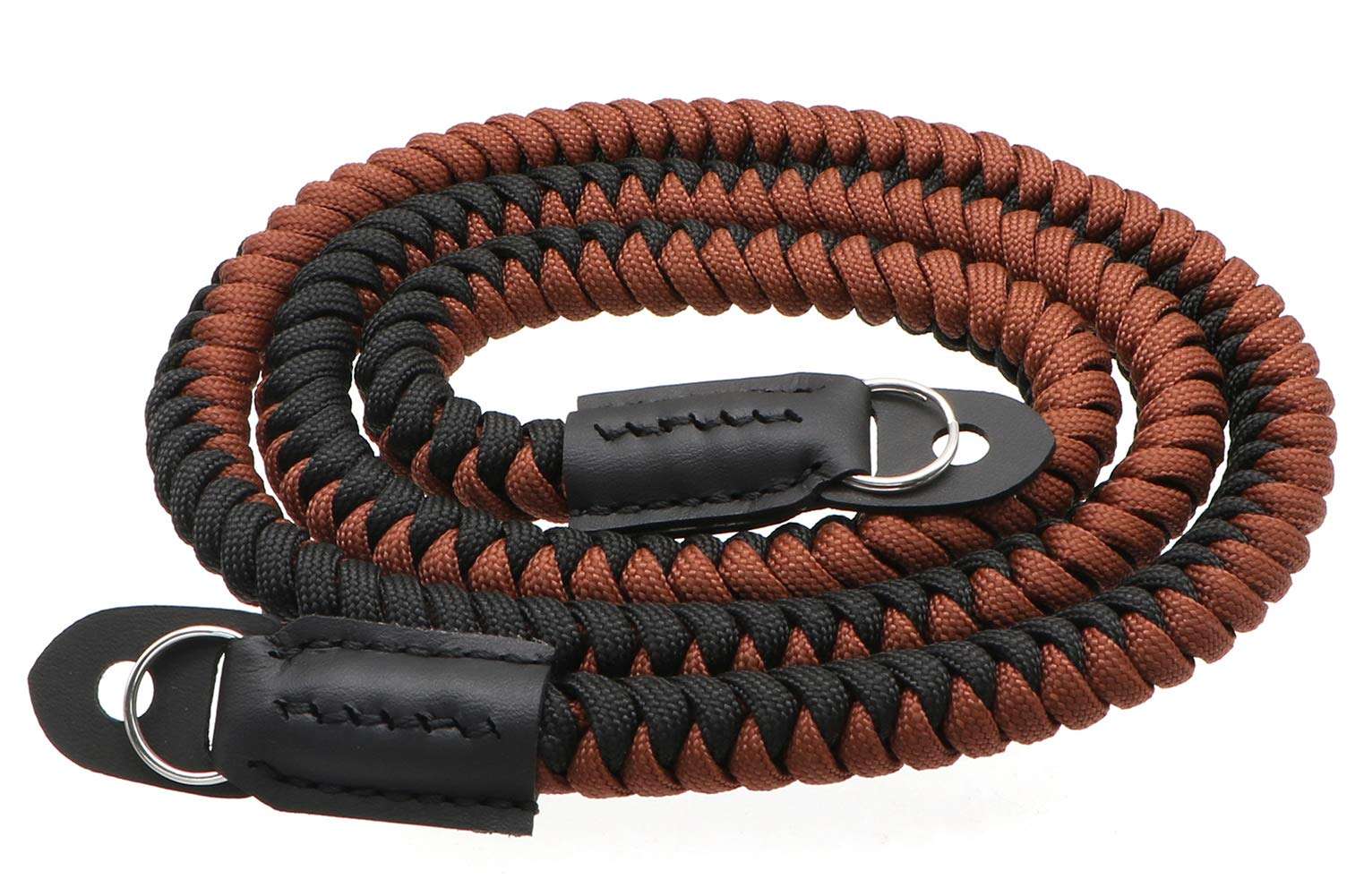 HITHUT Paracord Woven Camera Neck Shoulder Strap Belt Hand Compatible with Canon Nikon Sony Olympus Pentax Fujifilm Panasonic SLR DSLR Digital Mirrorless Cameras 42 inch Black Brown 1