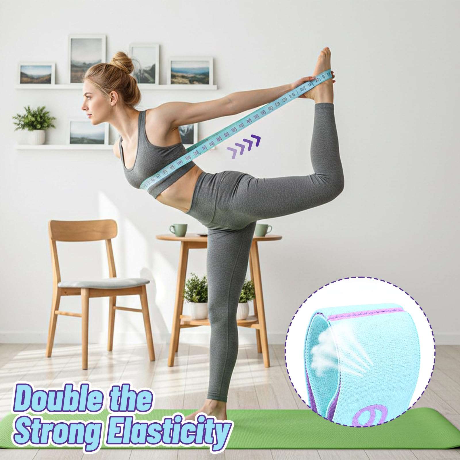 ElevateTech Yoga Straps for Stretching, 11 Loops Stretch Band for Yoga, Pilates, Ballet, Fitness and Physical Therapy Elastic Stretching Strap Trainer Resistance Stretch Assist Belt for Flexibility 6