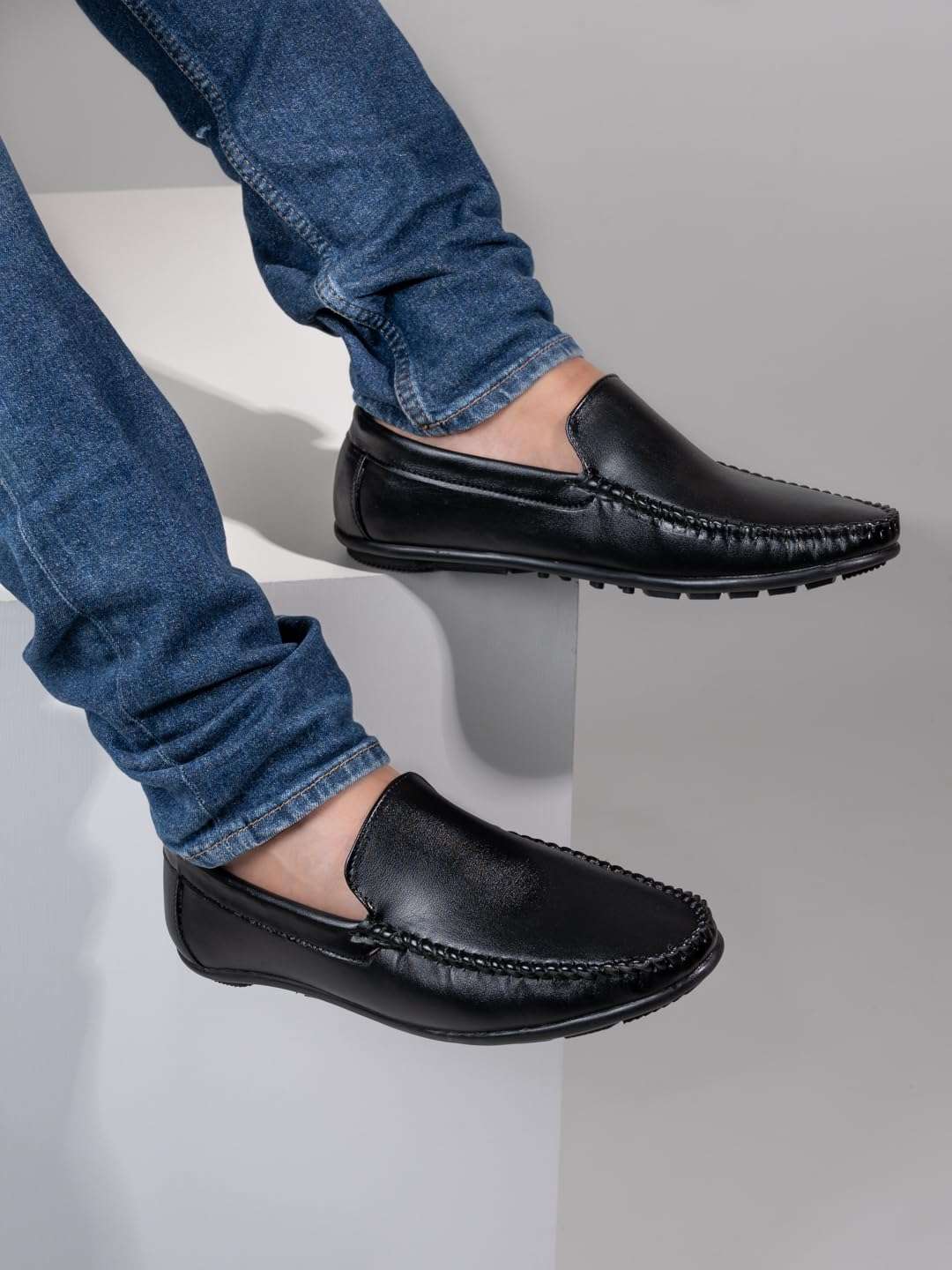 ALBERTO TORRESI Stylish Synthetic Loafers for Men - Comfortable for Casual Wear, Durable and Lightweight Shoe Black 2