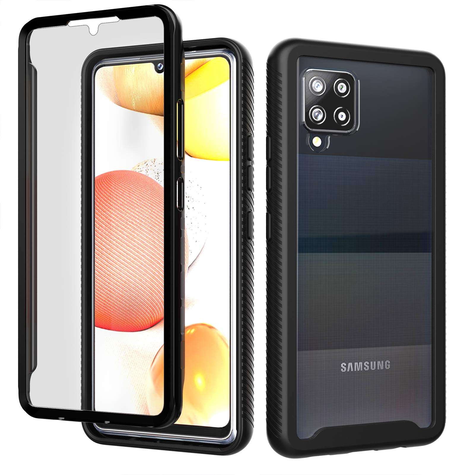 Hoyyi for Samsung Galaxy A42 5G Case with Built-in Screen Protector, Dual Layer Hybrid Protection, Crystal Clear Back, Full-Body Rugged Shockproof Protective Cover for Samsung Galaxy A42 5G (Black) 1
