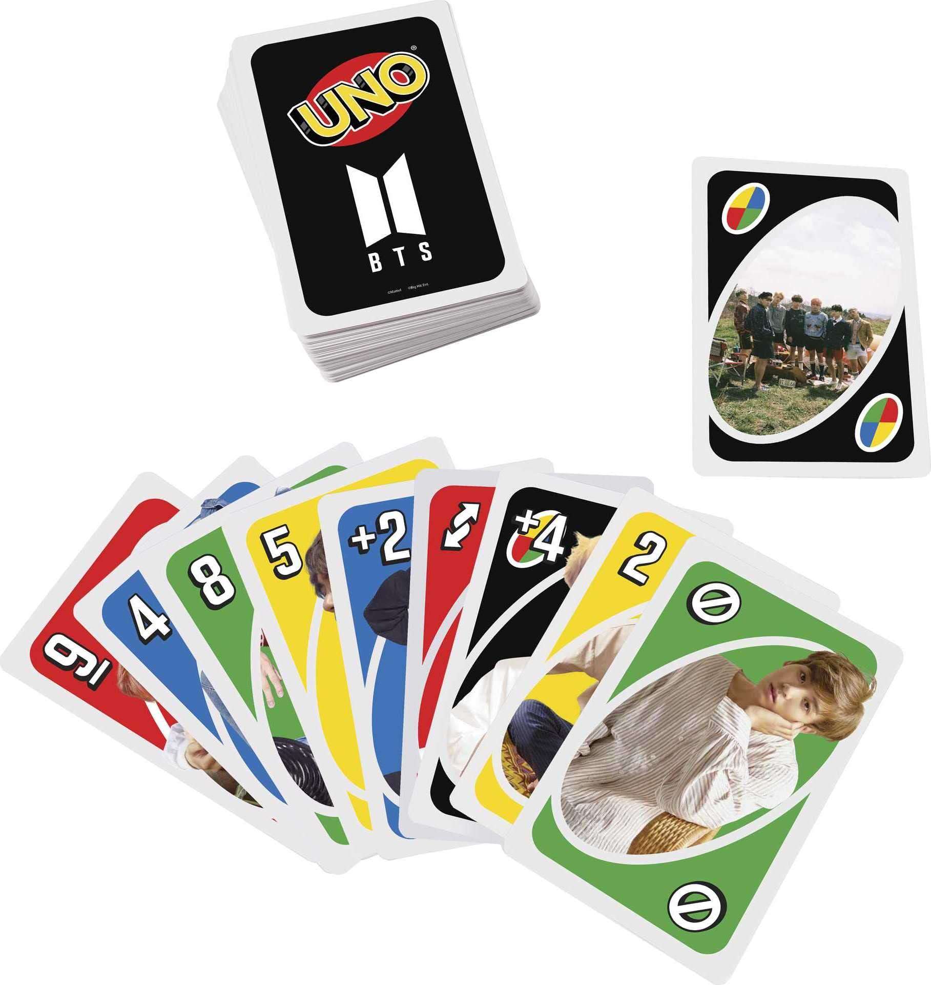 Mattel Games Giant UNO BTS Card Game with 108 Cards Based on BTS Global Superstars Global Boy Band, Gift for Boys and Girls Age 7 Years & Older 4