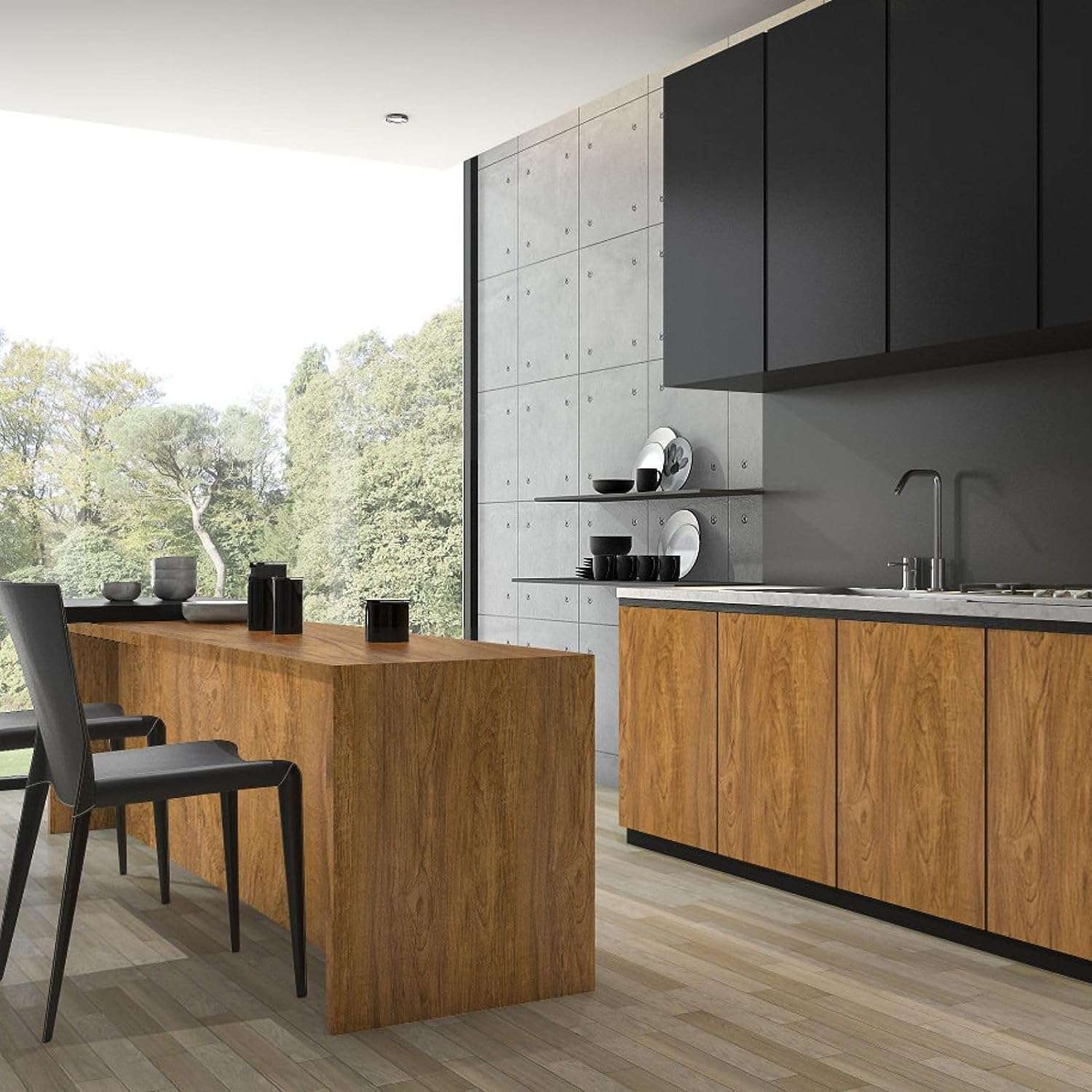 HOMEMATES Self-Adhesive Grain Wood Wallpaper Waterproof Old Furniture Vinyl Stickers Wooden Door Wardrobe Desktop PVC Wall Papers 30 X 304 Cm,Brown 3