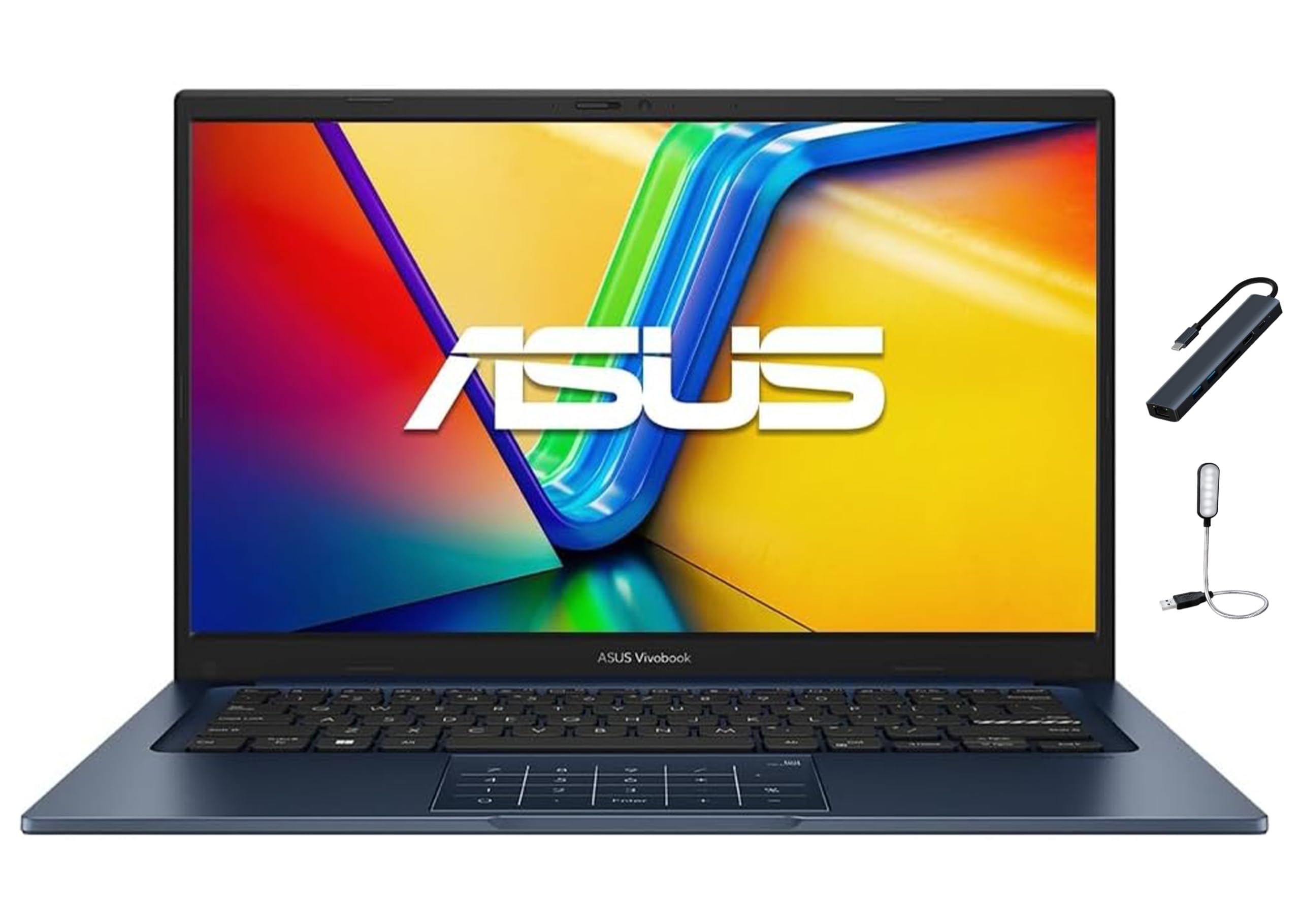 ASUS Vivobook 14 14 inch FHD Display Laptop, Intel Core 5 120U, Intel Graphics, 12GB RAM, 512GB SSD, Wi-Fi 6, Bluetooth, Copilot AI, Win11 Home in S Mode, Quiet Blue with HEXAccessories