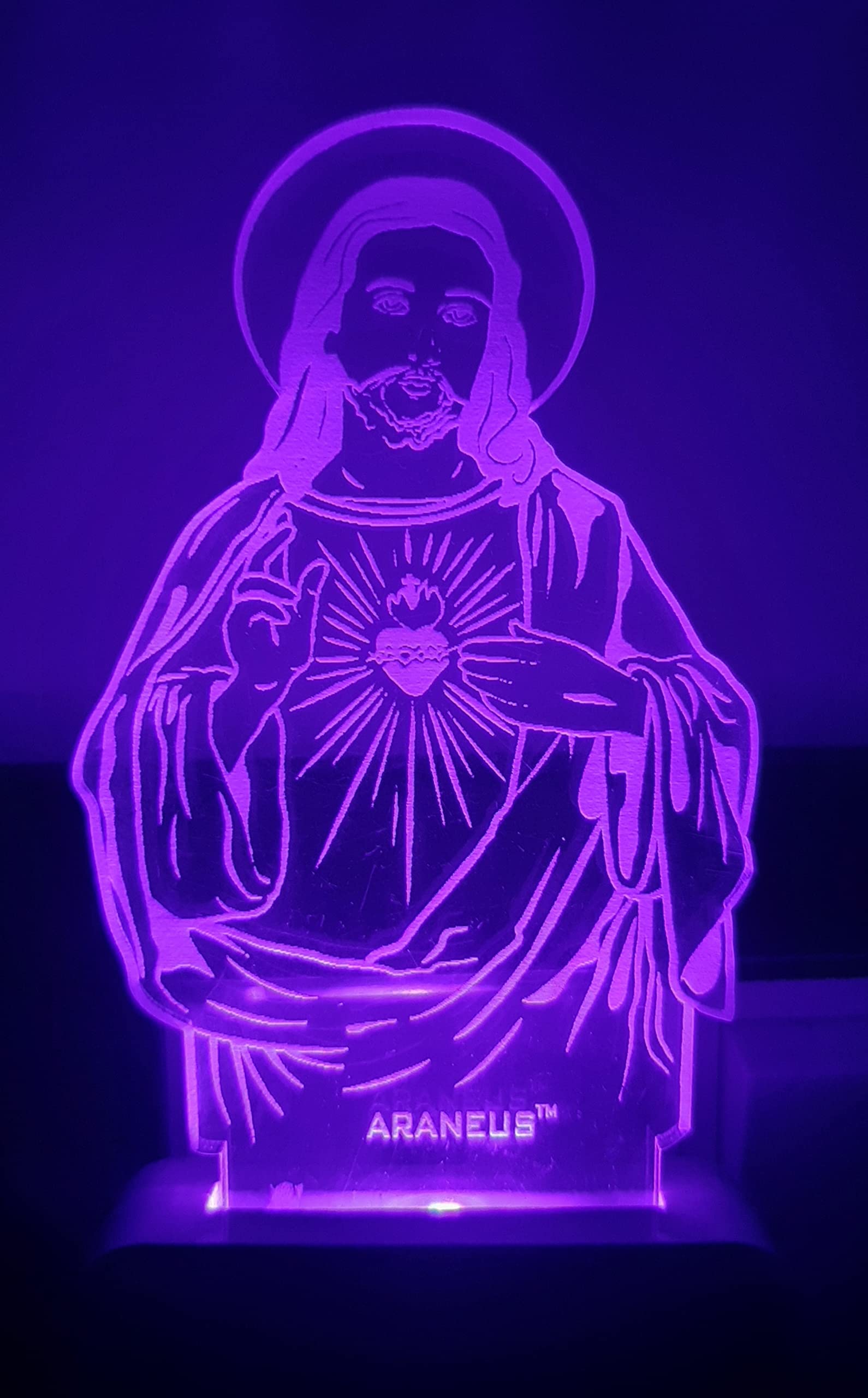 The Antique Gallery Jesus Christ Christian Lord 3D LED Night Lamp Illusion Acrylic Multi Colour Changing Small Portable Light Christmas Gifts Wall Night Light (10 cm, White) 01