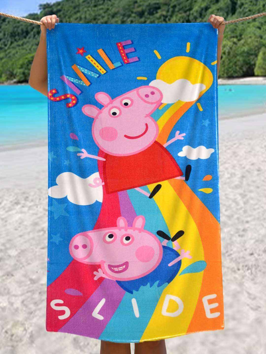 Athom Living Kids Soft Cotton Kids Favourite Character Printed Bath Towel (Peppa Pig) 1