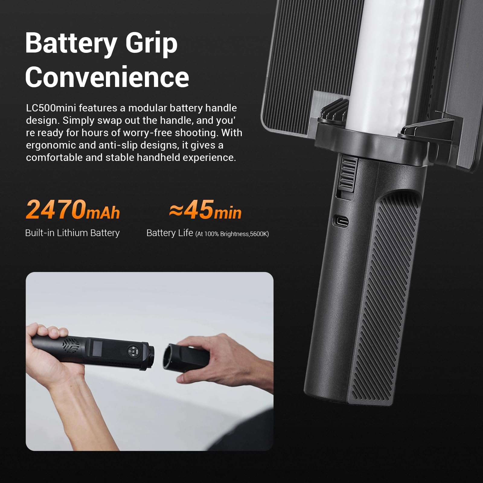 Godox LC500 Mini LED Light Stick Lighting, Bi-Color 2500K-8500K Adjustable, CRI 95 TLCI 96 Accurate Color, 11 FX Lighting Effects, Handheld Fill Light Photography, 0-100% Dimmable Support APP Control 3