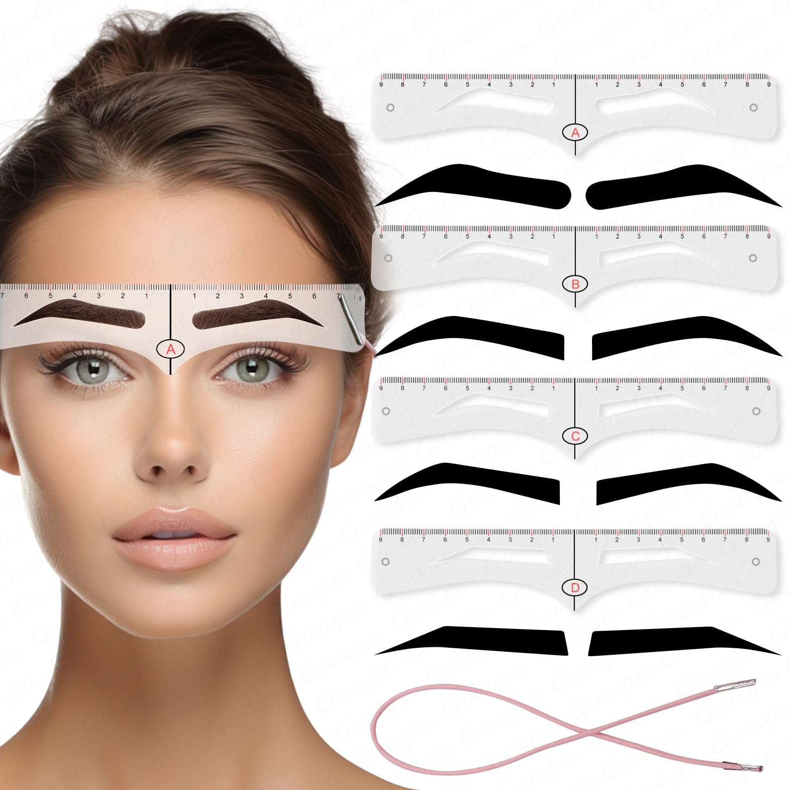 Guapa Eyebrow Shaper Ruler Kit for Beginners – Precision Brow Shaping Tool for Perfectly Aligned Eyebrows – Easy-to-Use DIY Grooming Kit (Eyebrow Template) 1