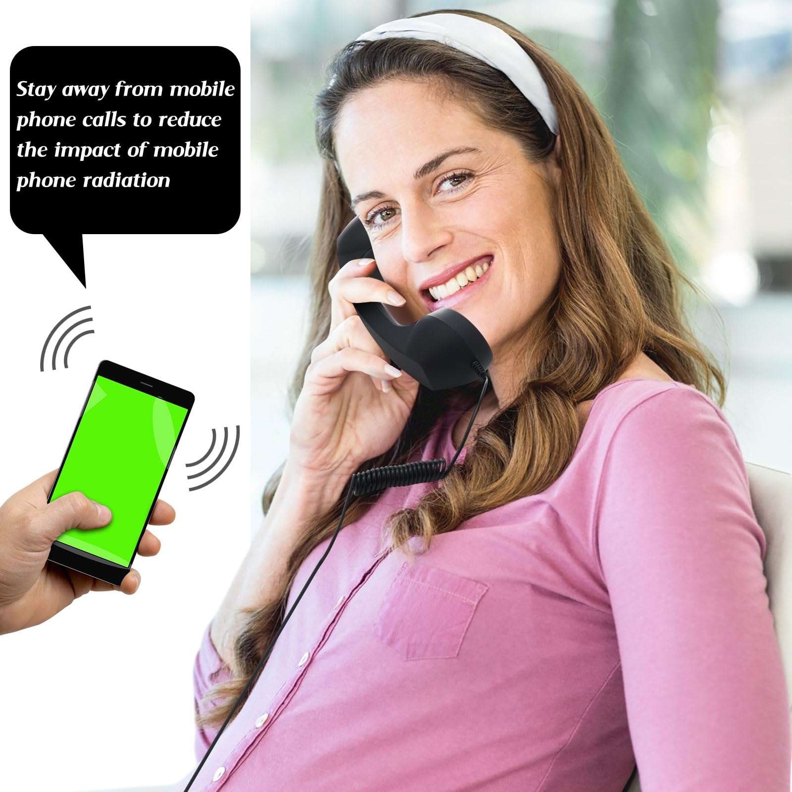 Kingdder 6 Pcs Retro Cell Phone Handset Black 3.5 mm Telephone Handset for Mobile Old Pad Headset Handheld Receiver 6