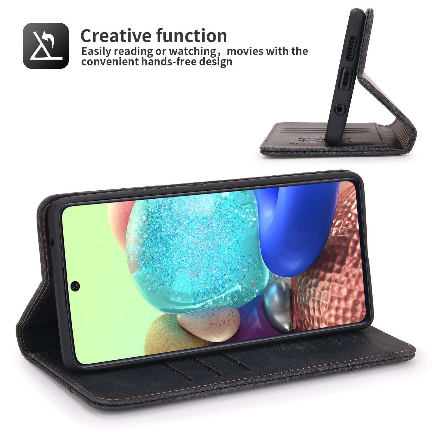 Compatible with Google Pixel 4A 5G Wallet Case,with Kickstand TPU Shockproof Protective Leather CaseMagnetic Closure Flip Fold Case & 2 Card Slots Wallet case for Pixel 4A(Black,Google Pixel 4A 5G) 2