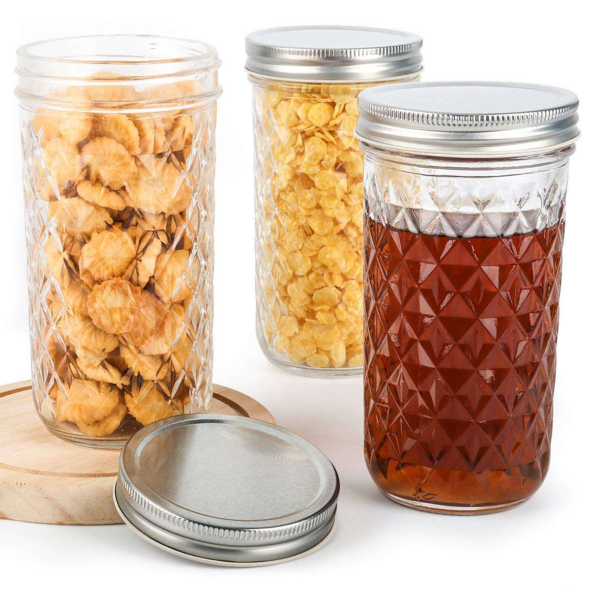 Golden Bird International 620 ml Regular Mouth Canning Jars with Airtight Lids and Bands, Leak-Proof Silver Lids for Food Storage, Canning, Favors, Decorating Jar & More 1