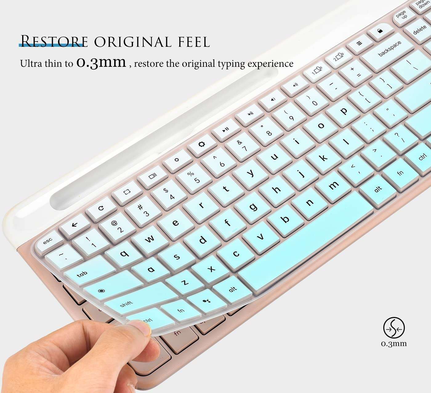 Keyboard Cover Skin Compatible with Logitech K585 Slim Wireless Keyboard, Logitech K585 Multi-Device Bluetooth Keyboard Protector - Gradual Mint 4