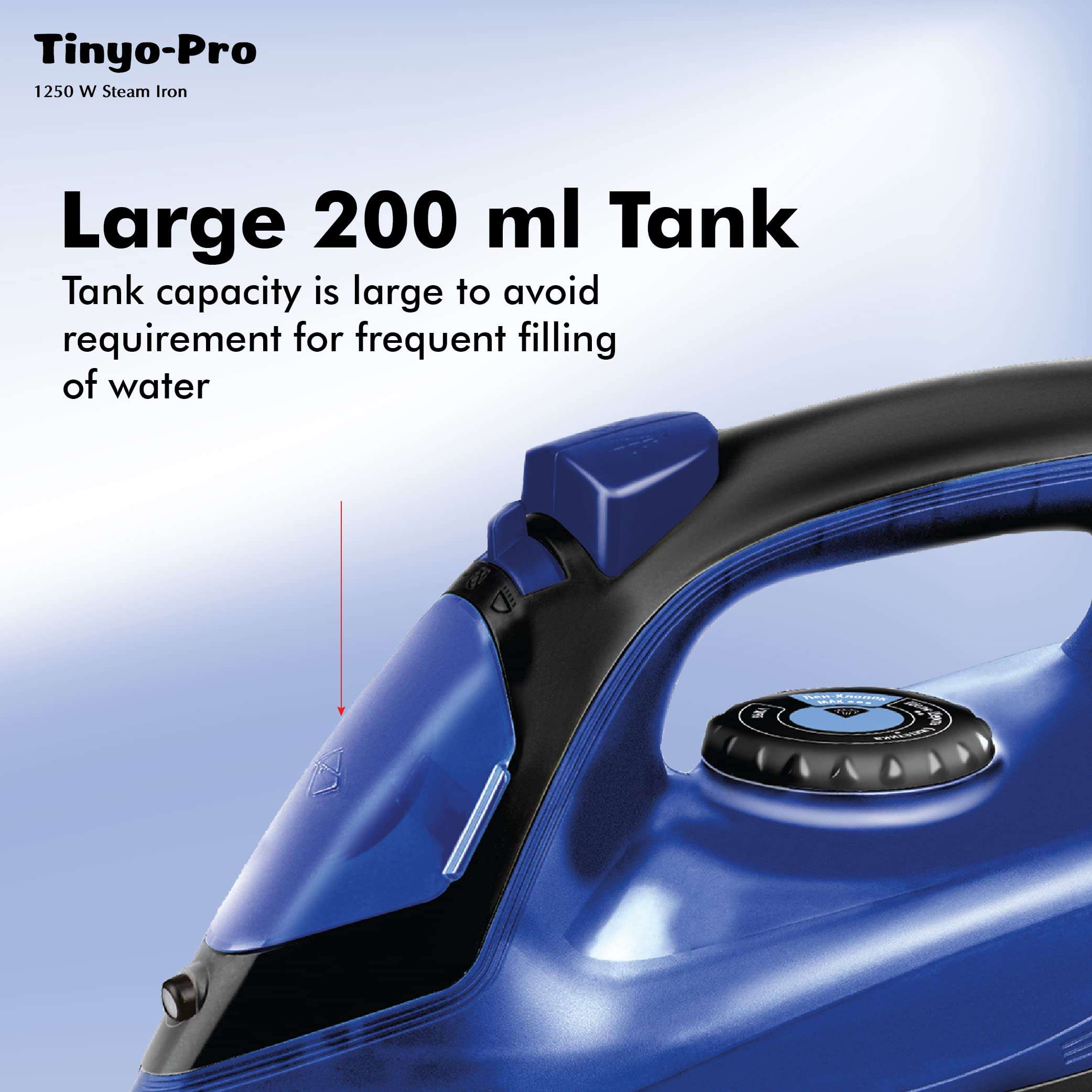 Havells Tinyo Pro 1250 Watt Steam Iron Press with Powerfull Steam Spray | Horizontal & Vertical Steaming Function | Self Clean | 2 Years Warranty (Blue) 3