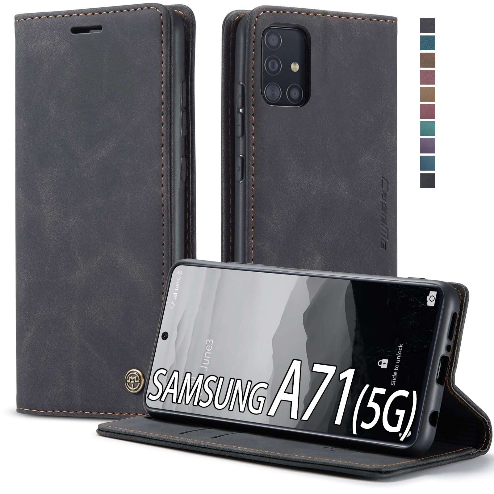 Samsung Galaxy A71(5G) Wallet Case Credit Card Holder,Magnetic Stand Leather Flip Case Cover ，Durable Shockproof Protective Cover for Samsung Galaxy A71（5G） 6.7" (Black) 1