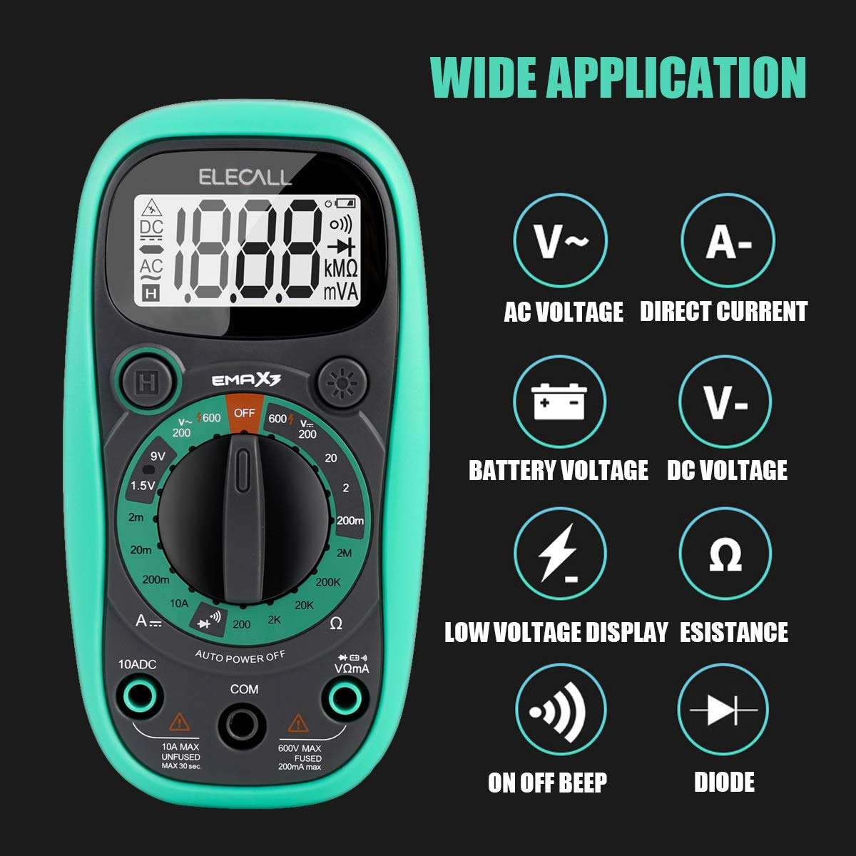 Digital Multimeter Tester Volt Meter with Case Ohm Volt DC AC Pocket Voltmeter Amp Test and Diode Tester Multimeter with LCD Display and Rubber Case, (with Multimeter Bag) 2