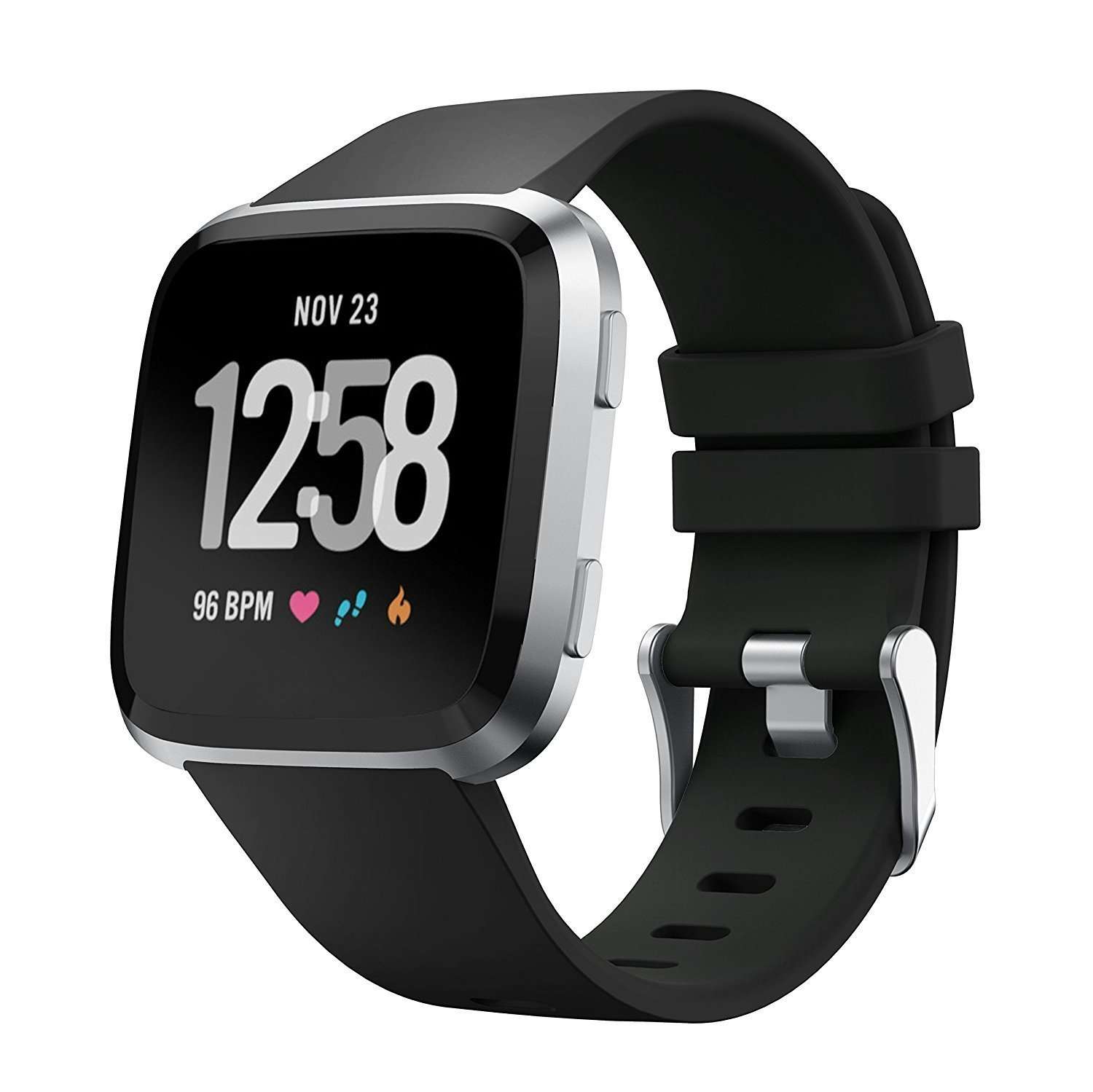 FITBIT Versa Smart Watch, Black/Black Aluminium, One Size (S & L Bands Included) 5