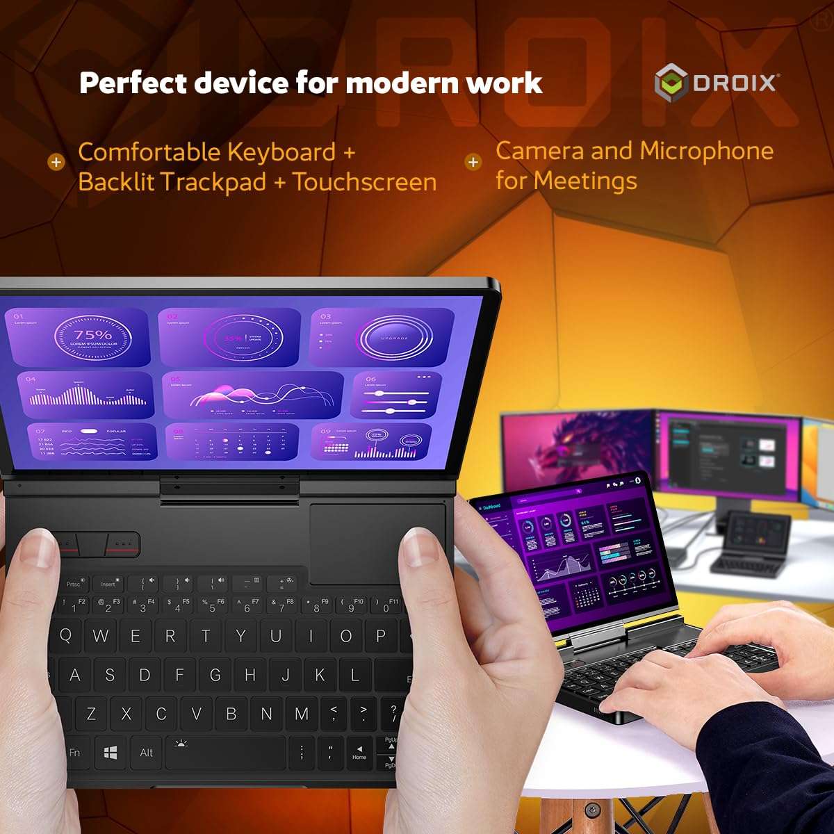 GPD Pocket 4: Mini Laptop with AMD Ryzen AI 9 HX 370 CPU, Radeon 890M GPU, 32GB LPDDR5X RAM, 2TB PCIe Gen4 SSD, 8.8 Inch 2.5K 144Hz Display, Wi-Fi 6E, Bluetooth 5.3, Modular AI Handheld PC 6